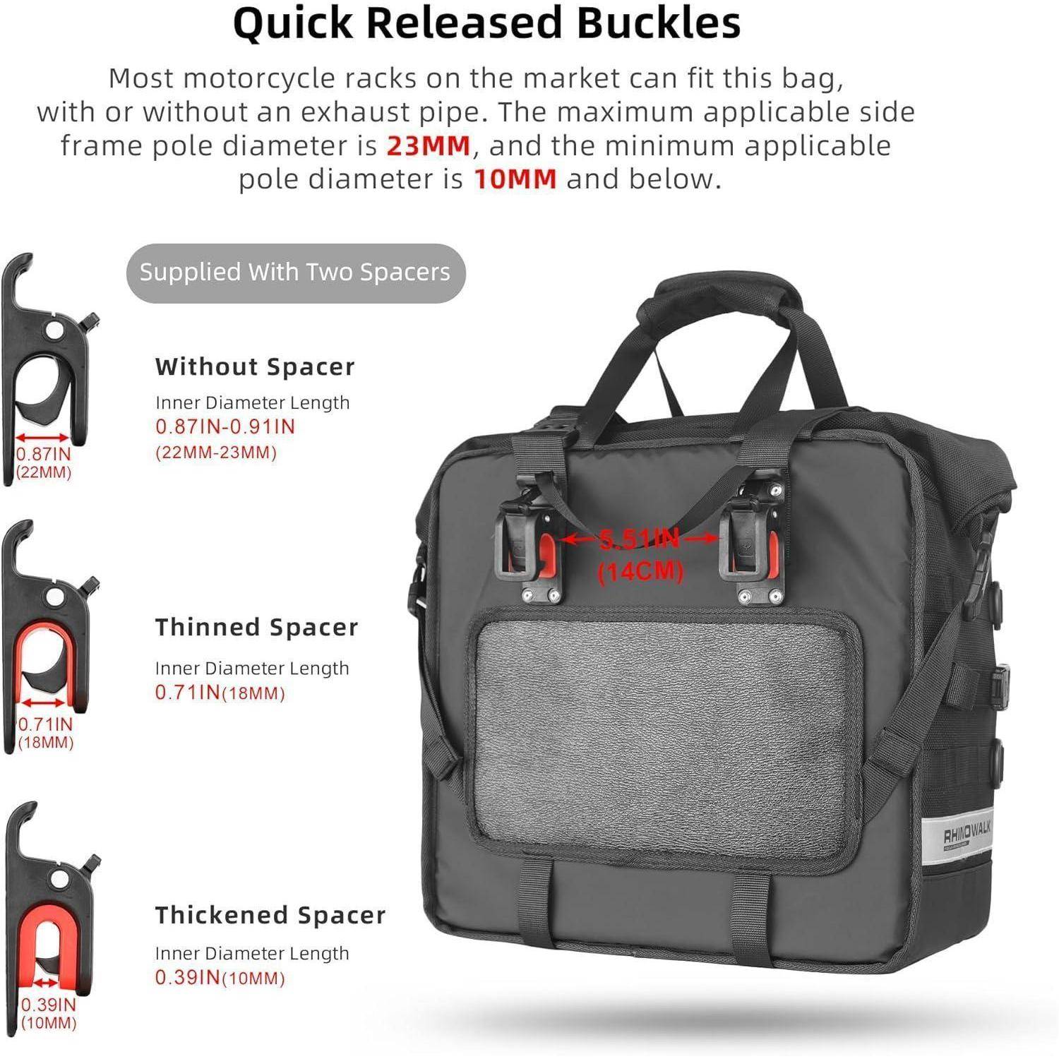 Motorrad Gepäckträgertasche Satteltasche Wasserdicht 25L