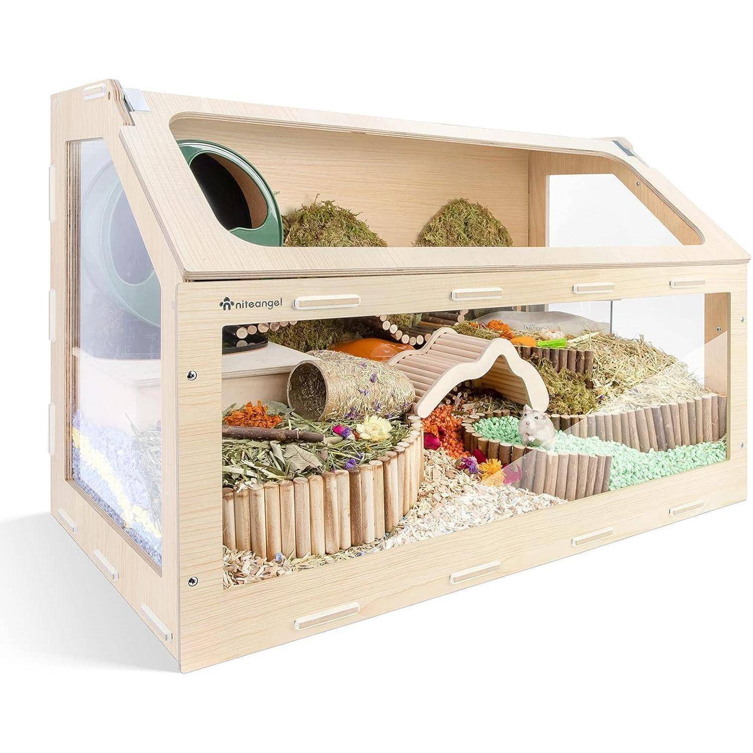 Niteangel Vista Hamsterkäfig schräger Öffnung MDF Aspen Kleintierkäfig