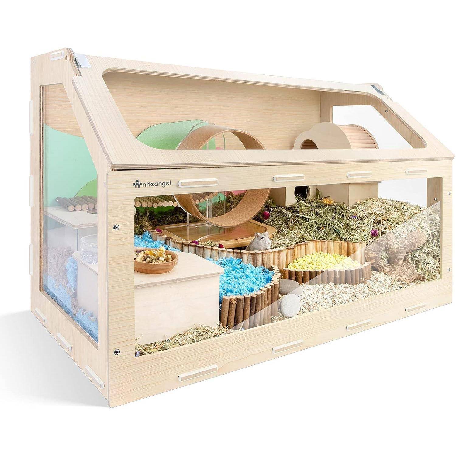 Niteangel Vista Hamsterkäfig schräger Öffnung MDF Aspen Kleintierkäfig