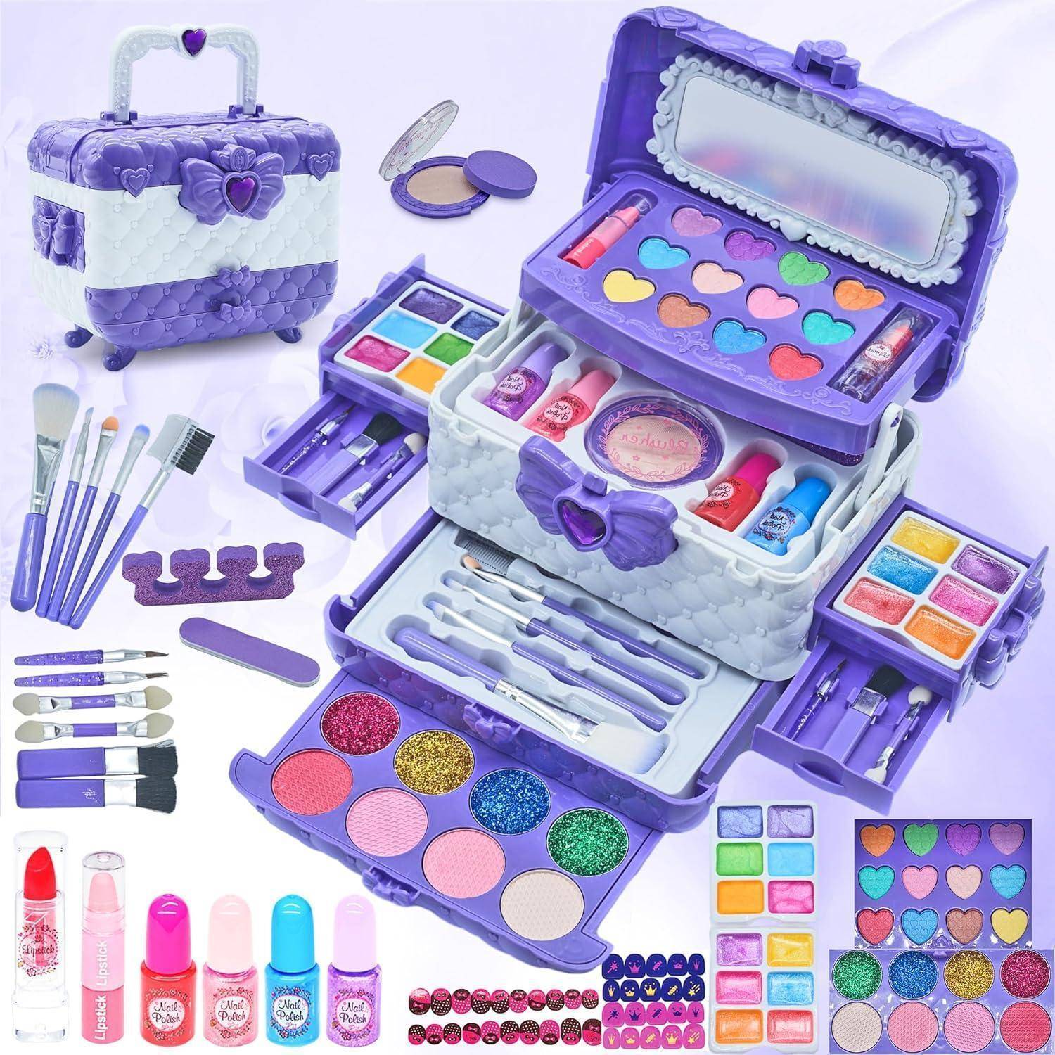 Kinderschminke Set Mädchen 57 PCS Schminkkoffer Waschbar Make Up