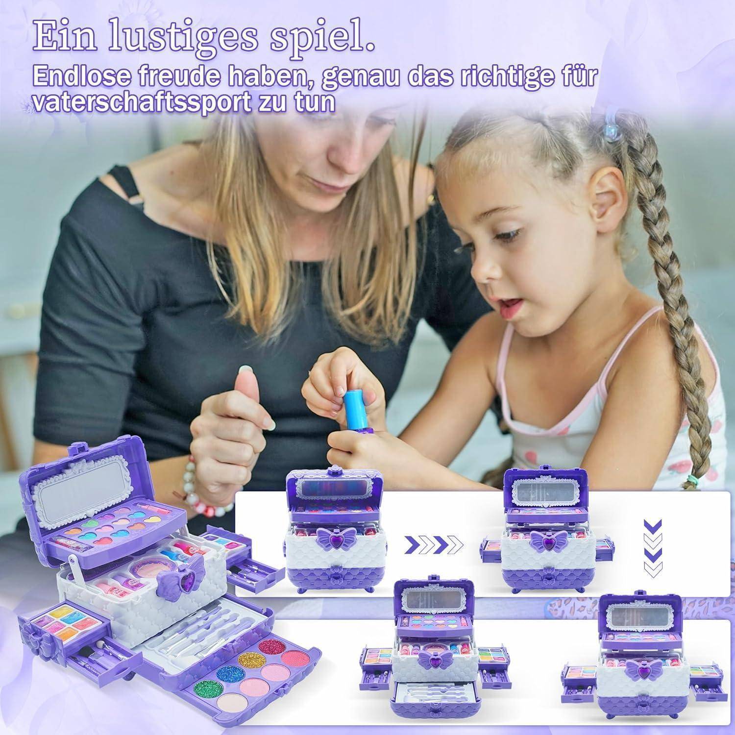 Kinderschminke Set Mädchen 57 PCS Schminkkoffer Waschbar Make Up
