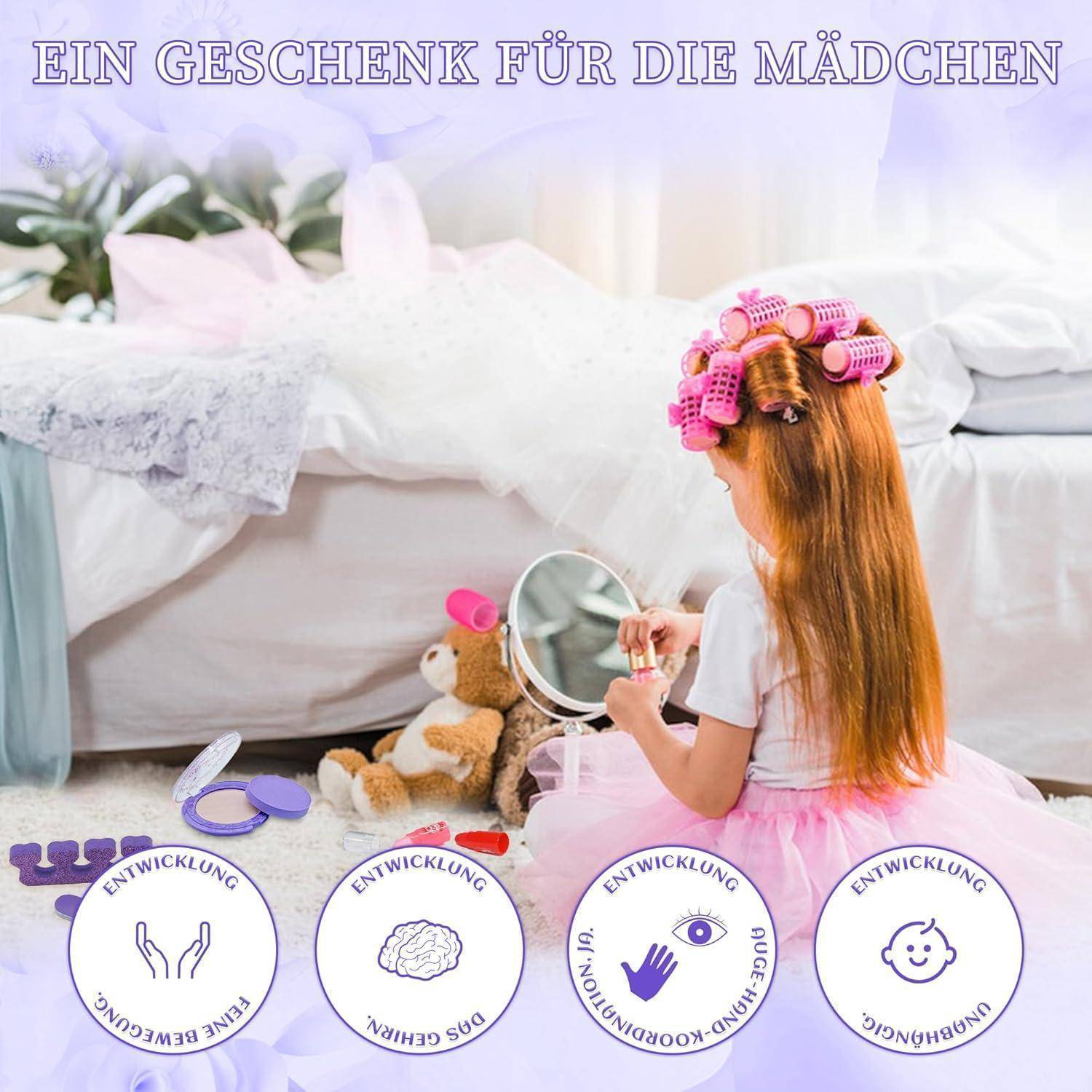 Kinderschminke Set Mädchen 57 PCS Schminkkoffer Waschbar Make Up