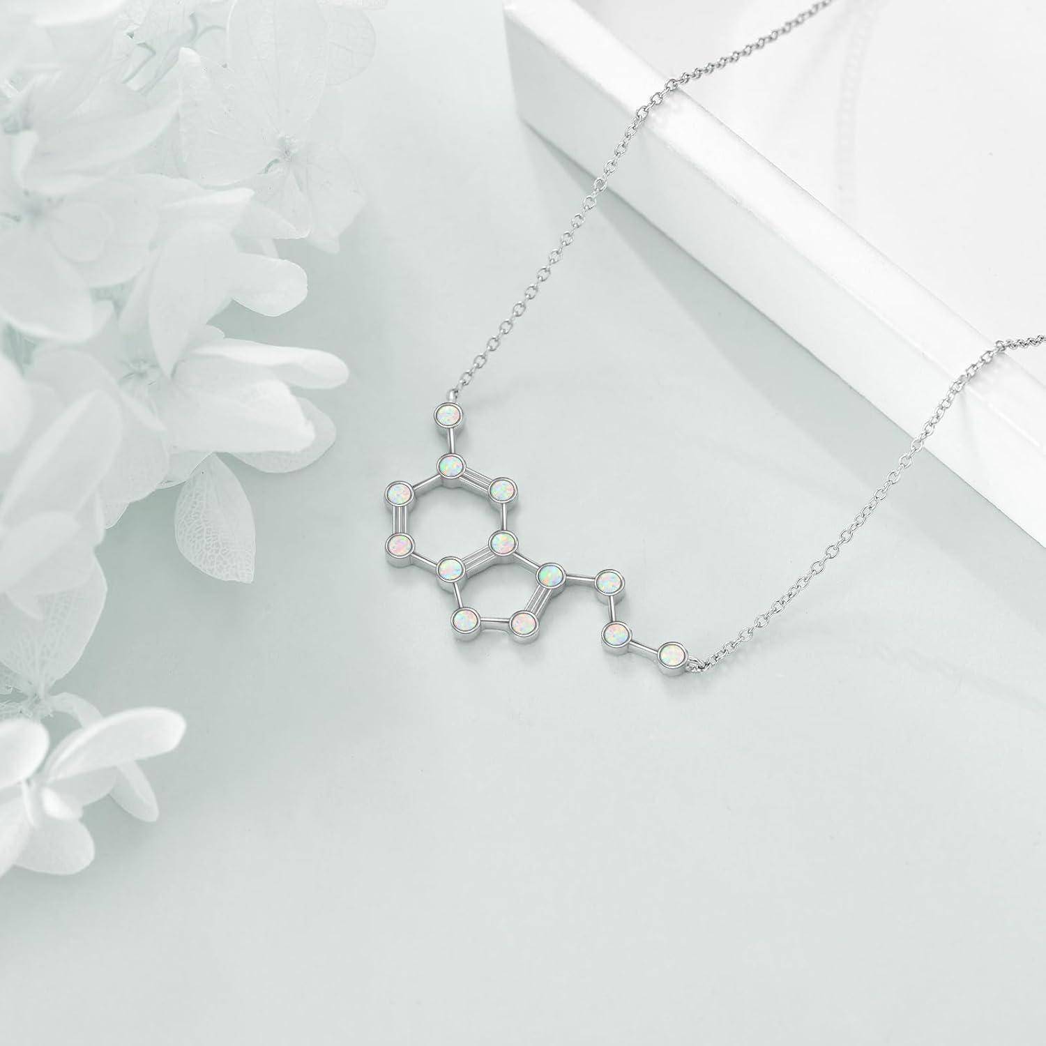 Molekulares Serotonin Halskette Opal Dopamin Schmuck - Geschenk für