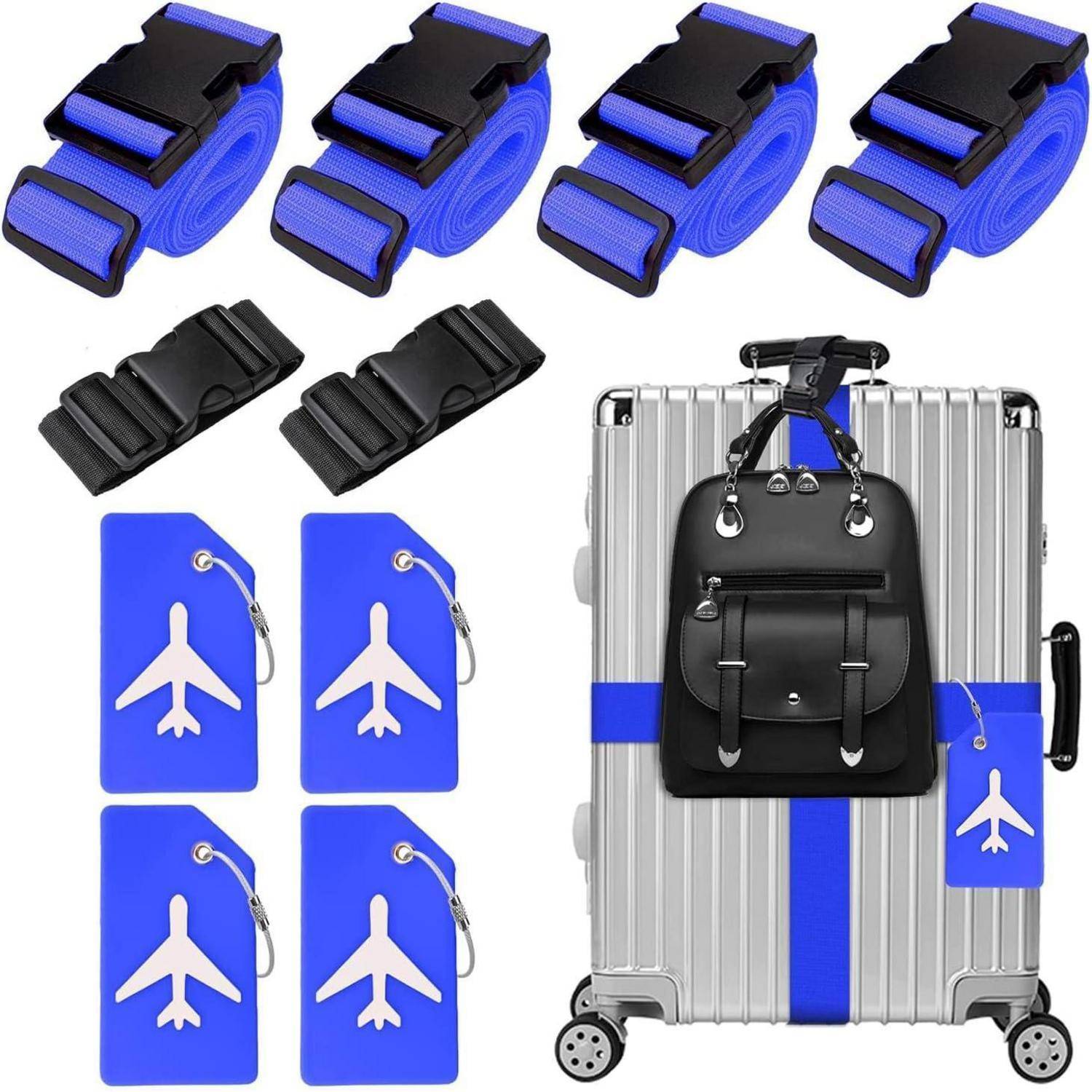 10er Set Koffergurte Kofferanhänger Tasche Gurt Einstellbar, Bunt
