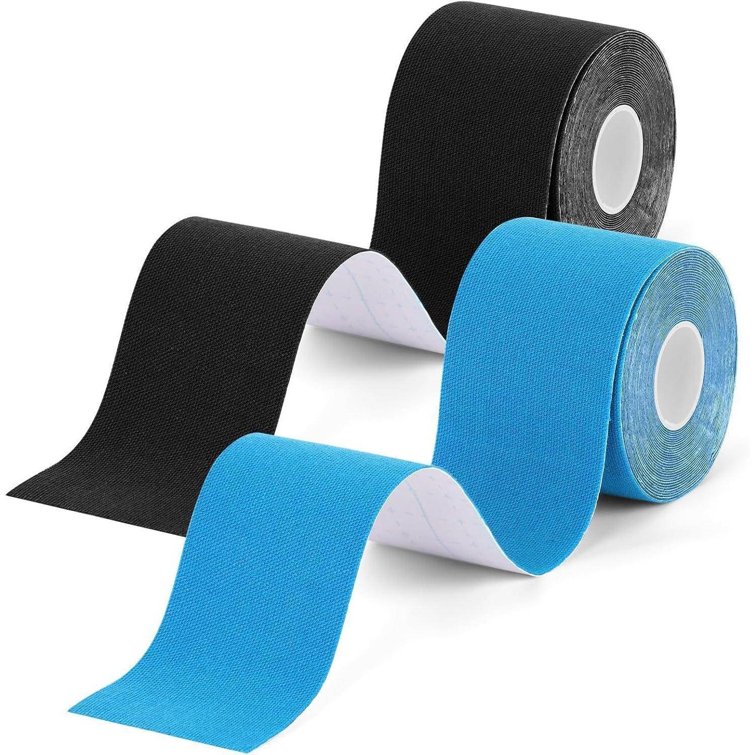 Kinesiotapes 5mx5cm 2 Rollen, Wasserfestes Sport Tape, Schwarz Blau