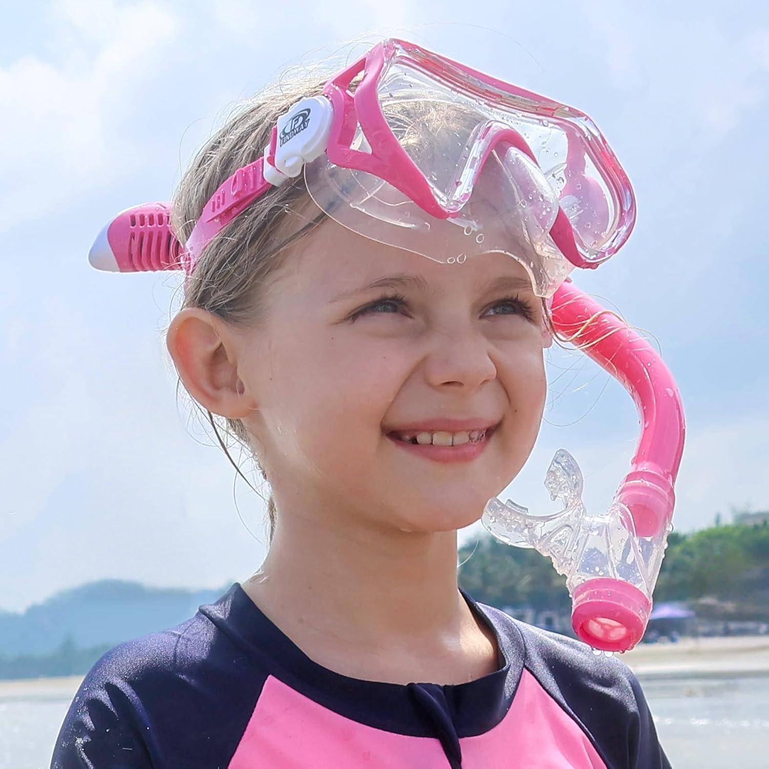 Taucherbrille Kinder Schwimmbrille Schnorchelmaske 180°Panorama HD
