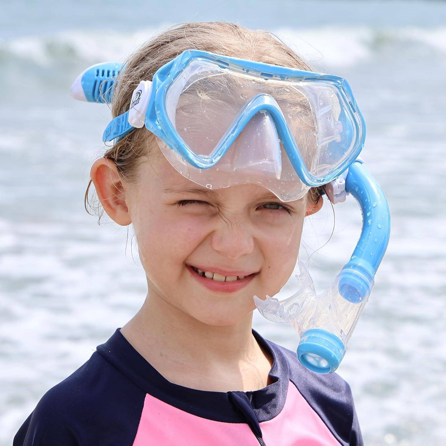 Taucherbrille Kinder Schwimmbrille Schnorchelmaske 180°Panorama HD