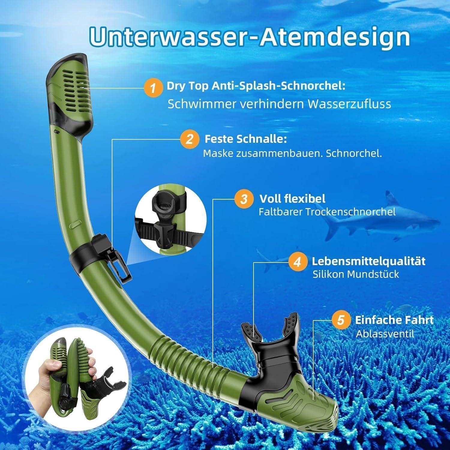 Schnorchelset Erwachsene Anti-Leck Anti-Beschlag Glaslinse