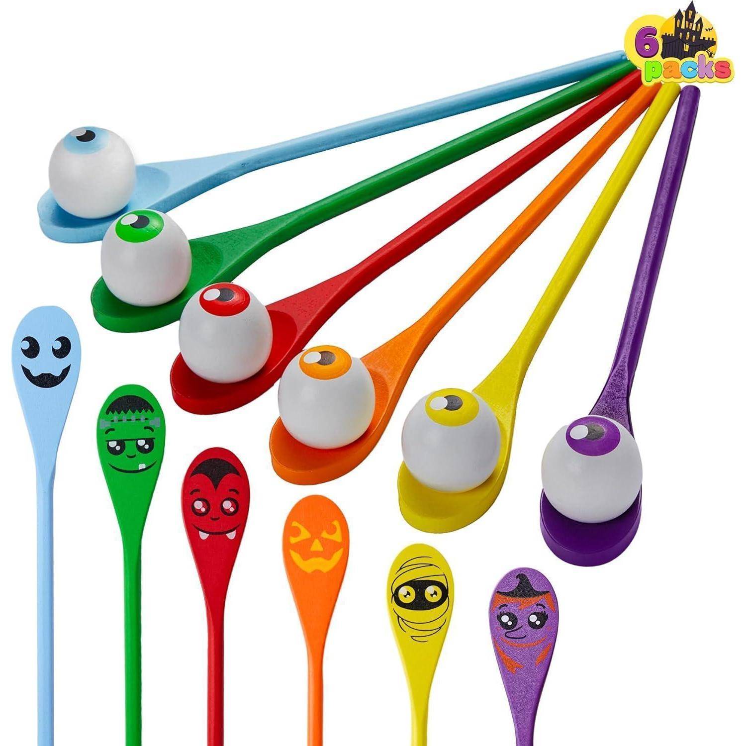Halloween Ei und Löffel Rennspielset mit 6 Augäpfel und Löffel