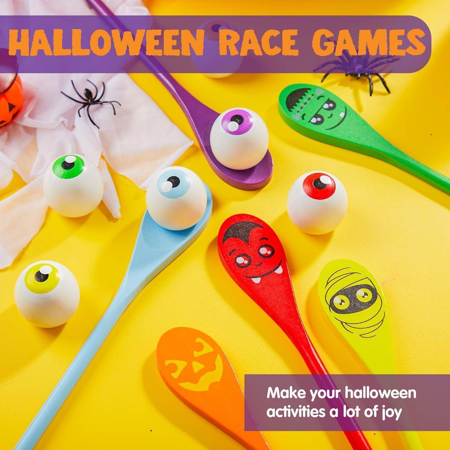 Halloween Ei und Löffel Rennspielset mit 6 Augäpfel und Löffel