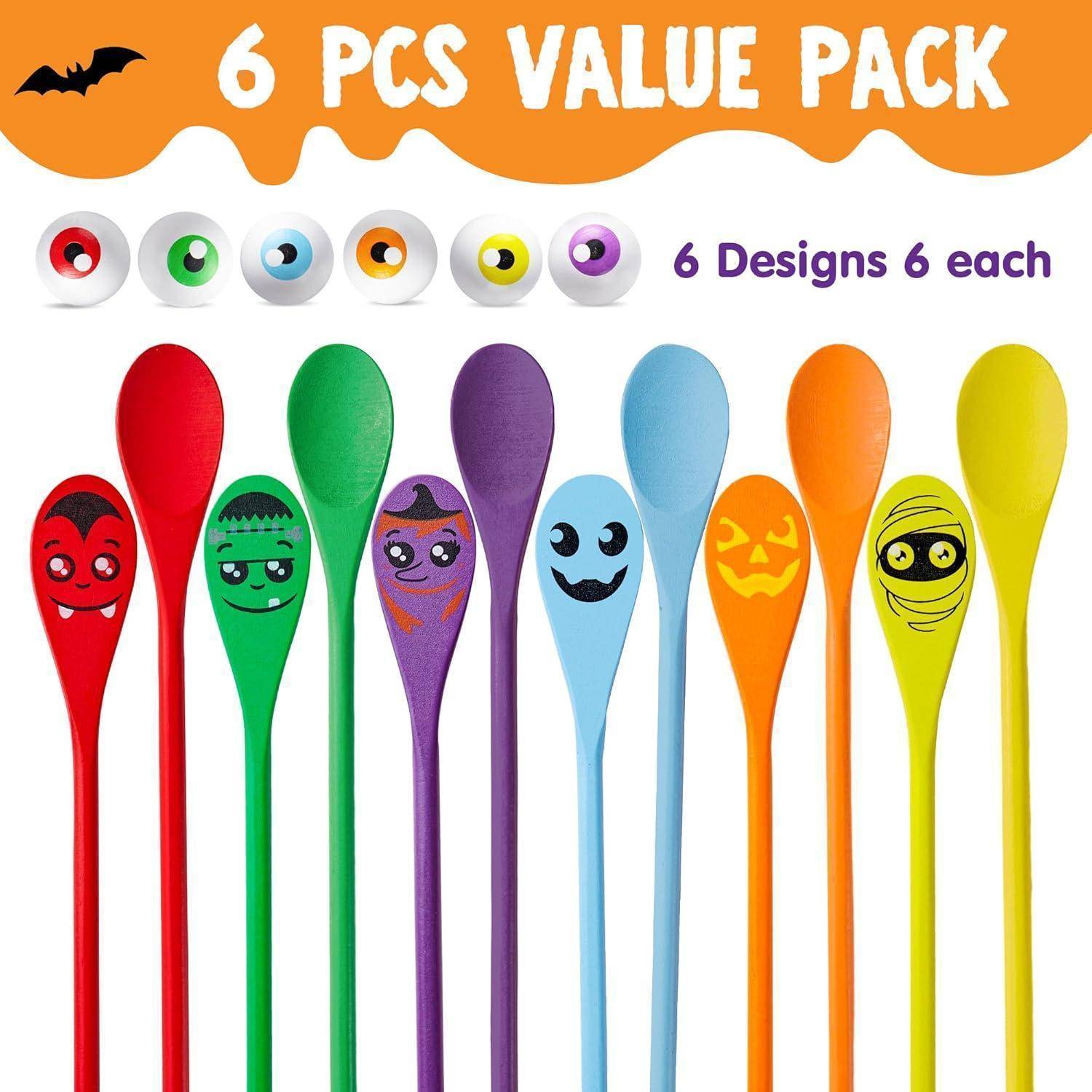 Halloween Ei und Löffel Rennspielset mit 6 Augäpfel und Löffel