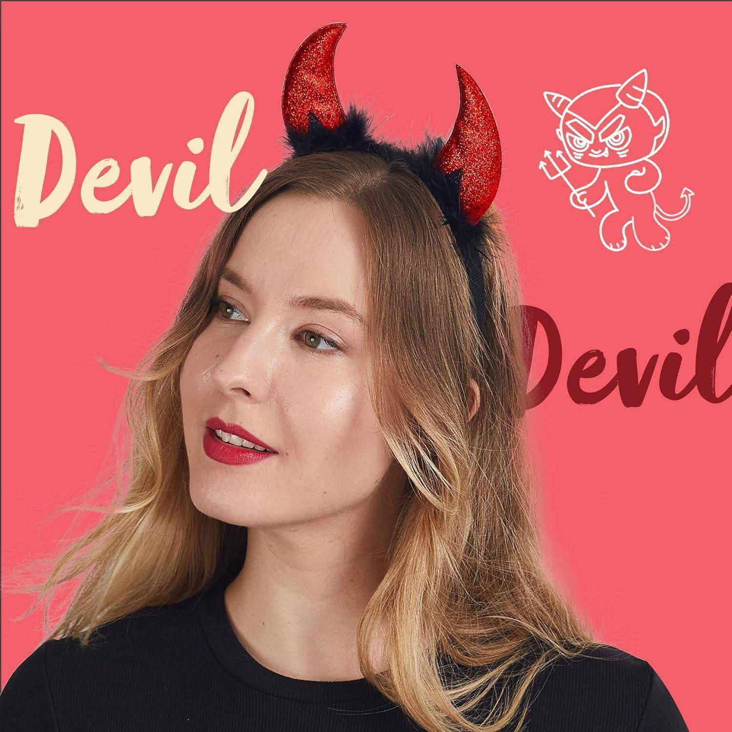 Halloween Teufelshörner Stirnband Dämonenhörner Rote Teufel Kostüm