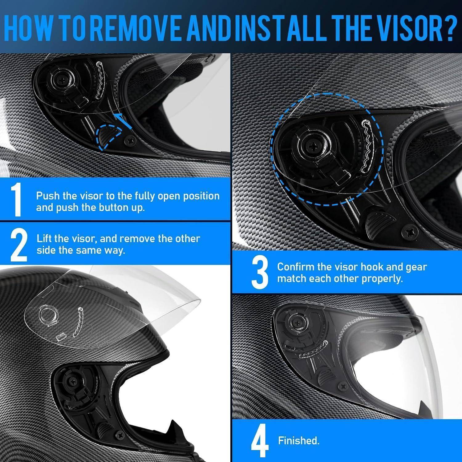Motorradhelm Integralhelme Vollvisierhelm Erwachsene Atmungsaktiv ECE