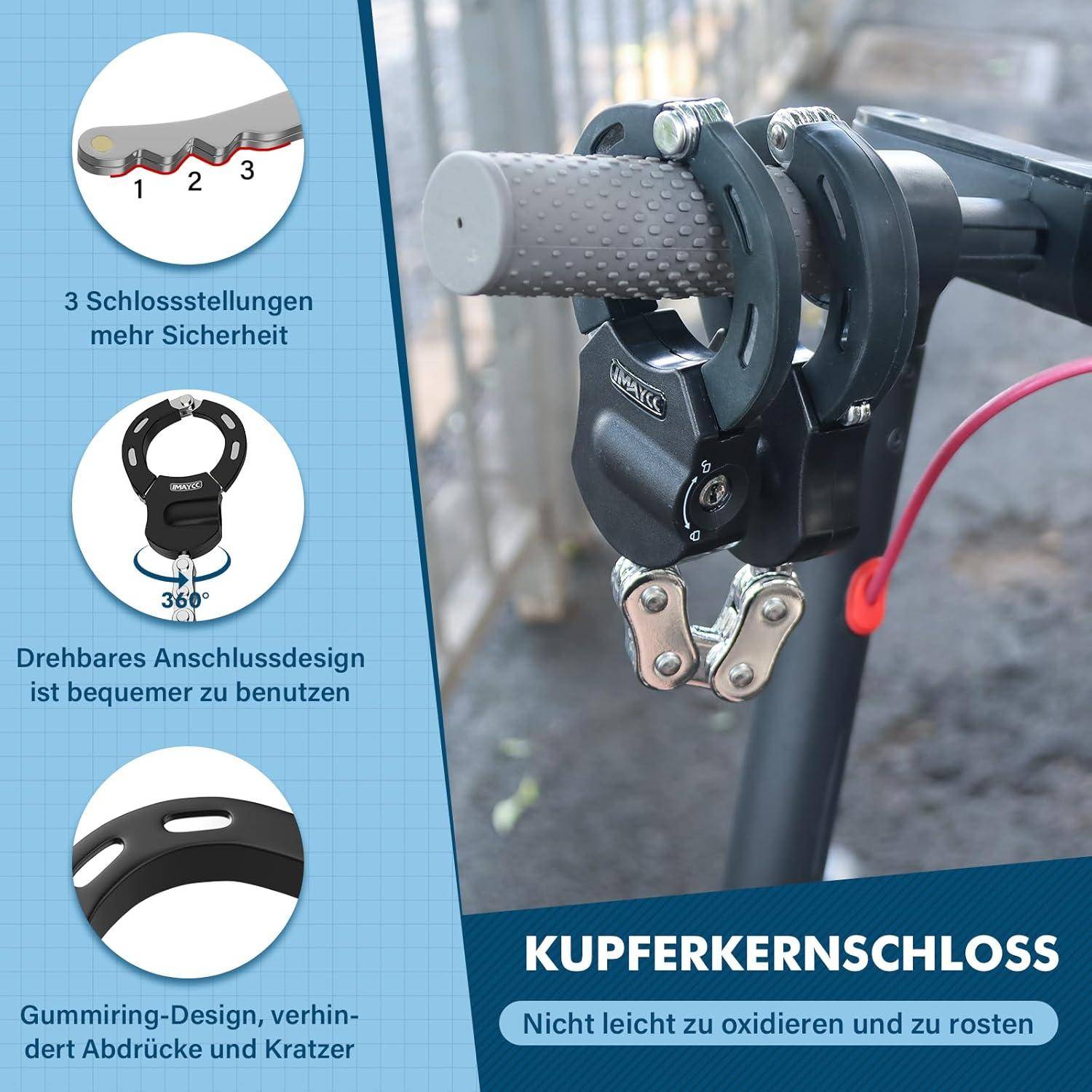 Tragbares E-Scooter Schloss Hohe Sicherheit Handschellenschloss