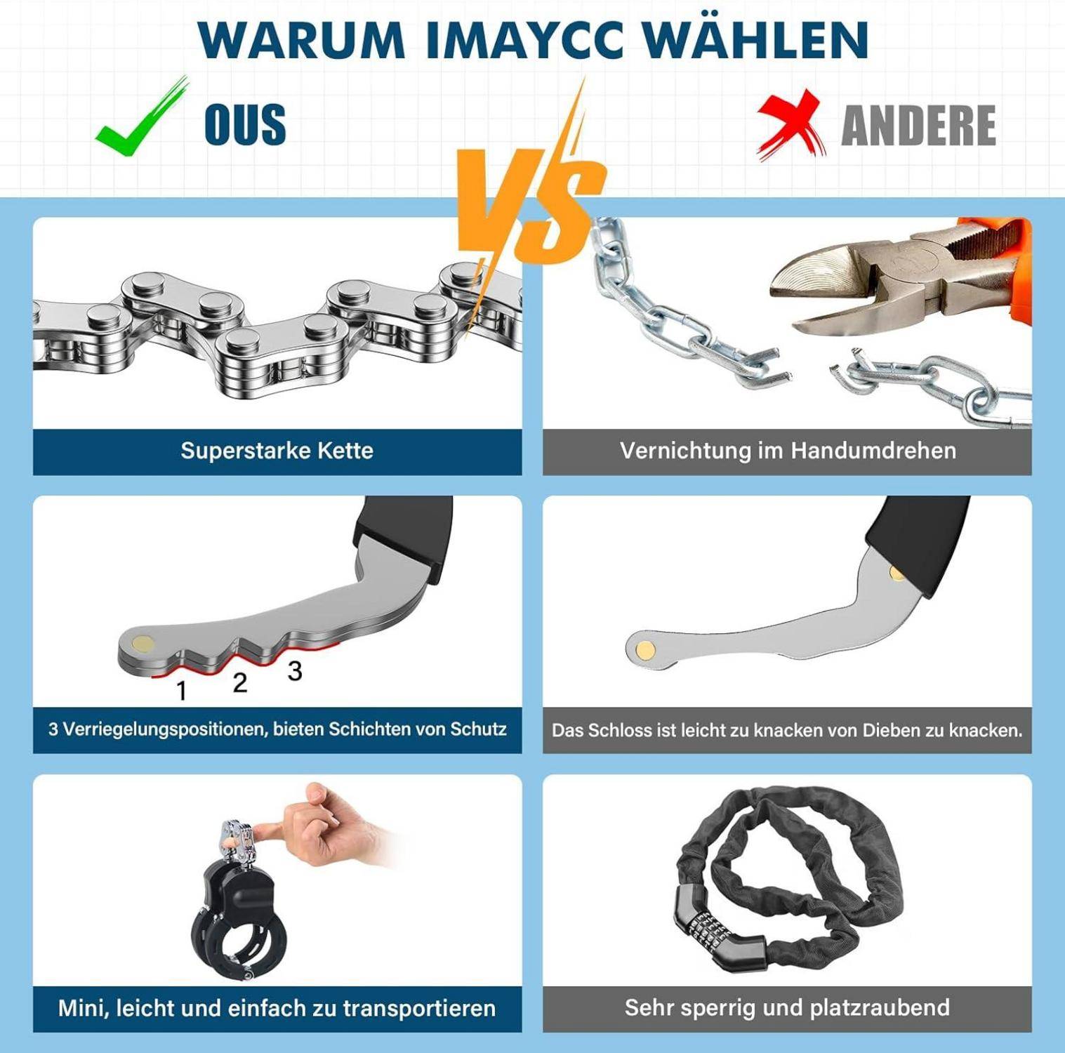 Tragbares E-Scooter Schloss Hohe Sicherheit Handschellenschloss