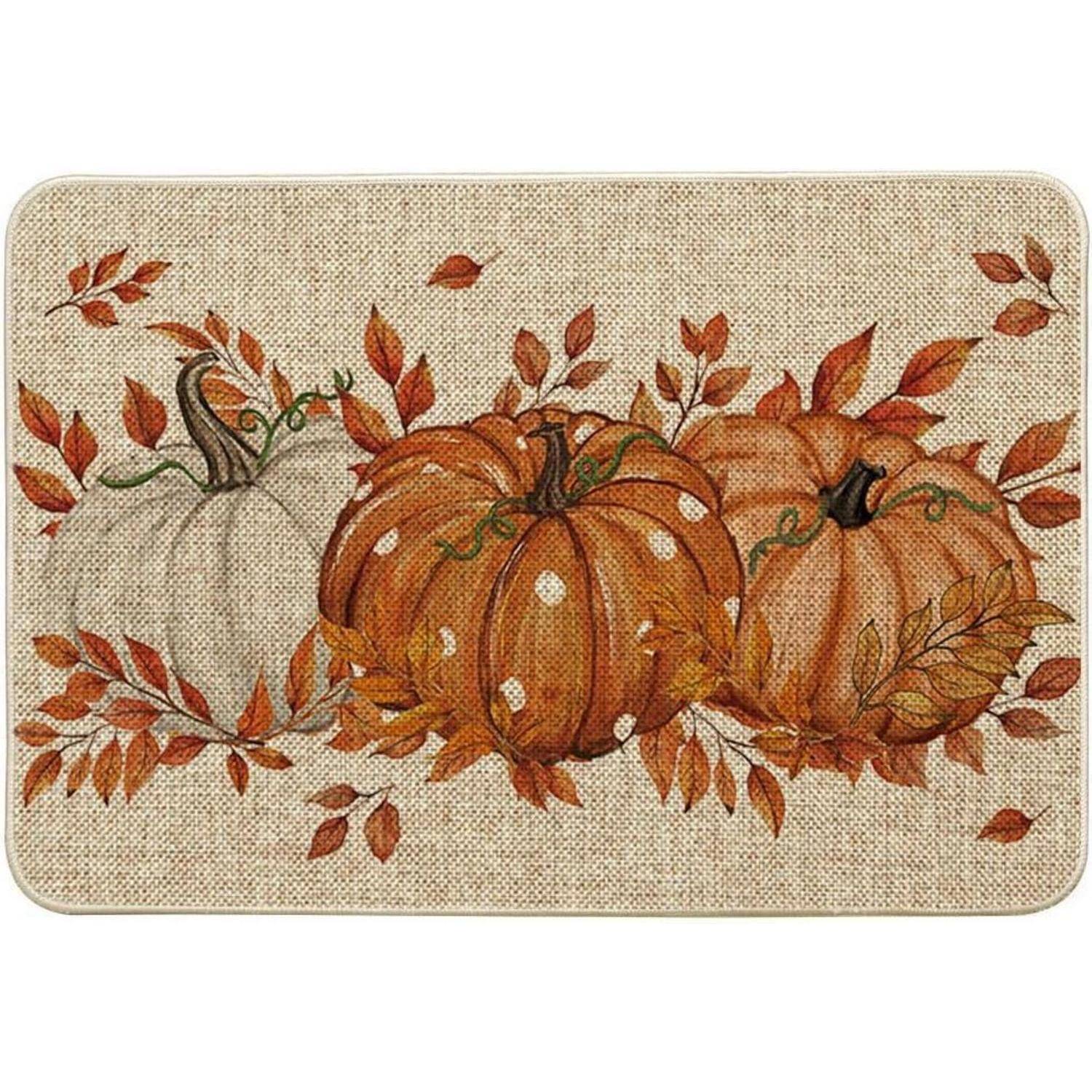 Orange Kürbisse Ahornblätter Herbst Fußmatte 40x60 cm