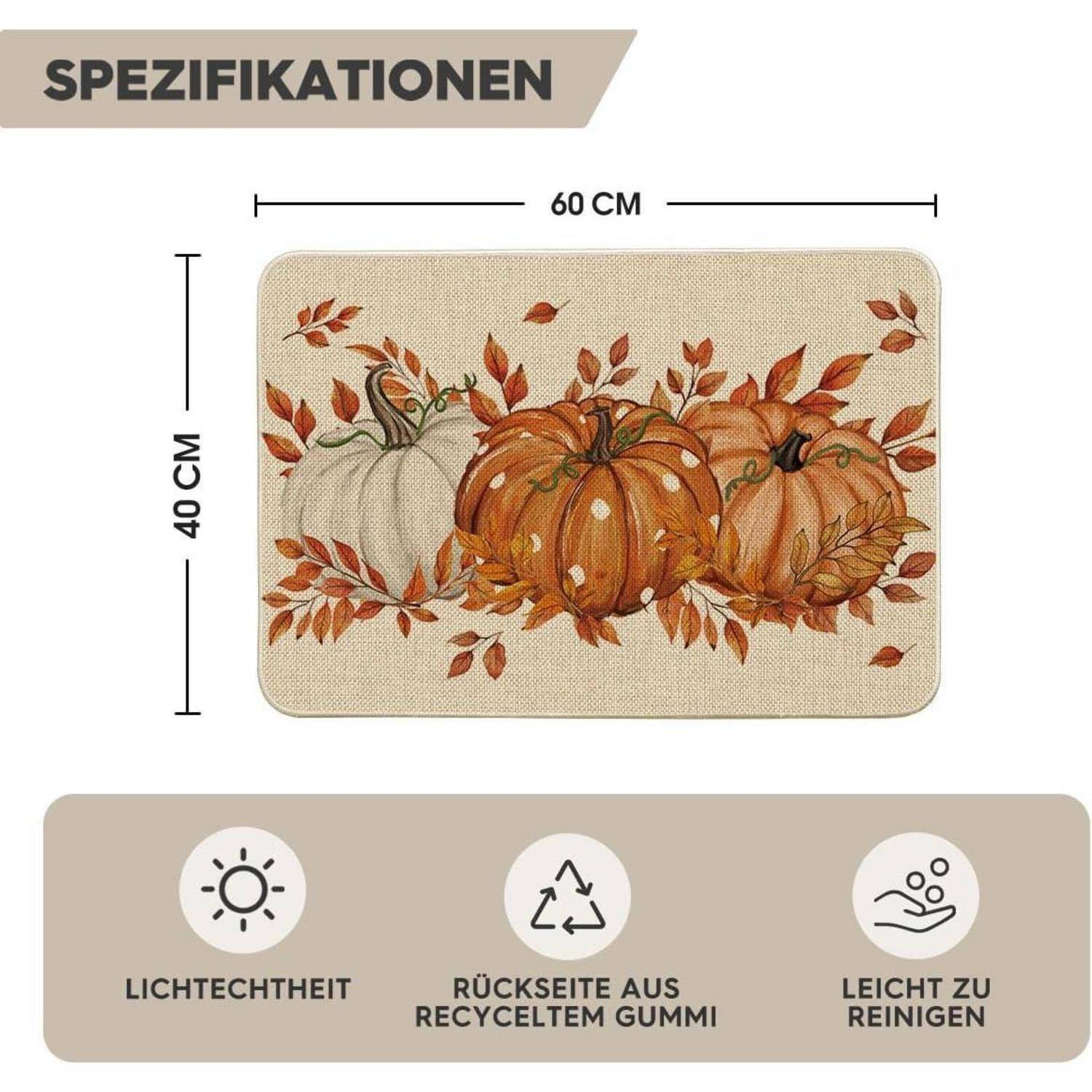 Orange Kürbisse Ahornblätter Herbst Fußmatte 40x60 cm