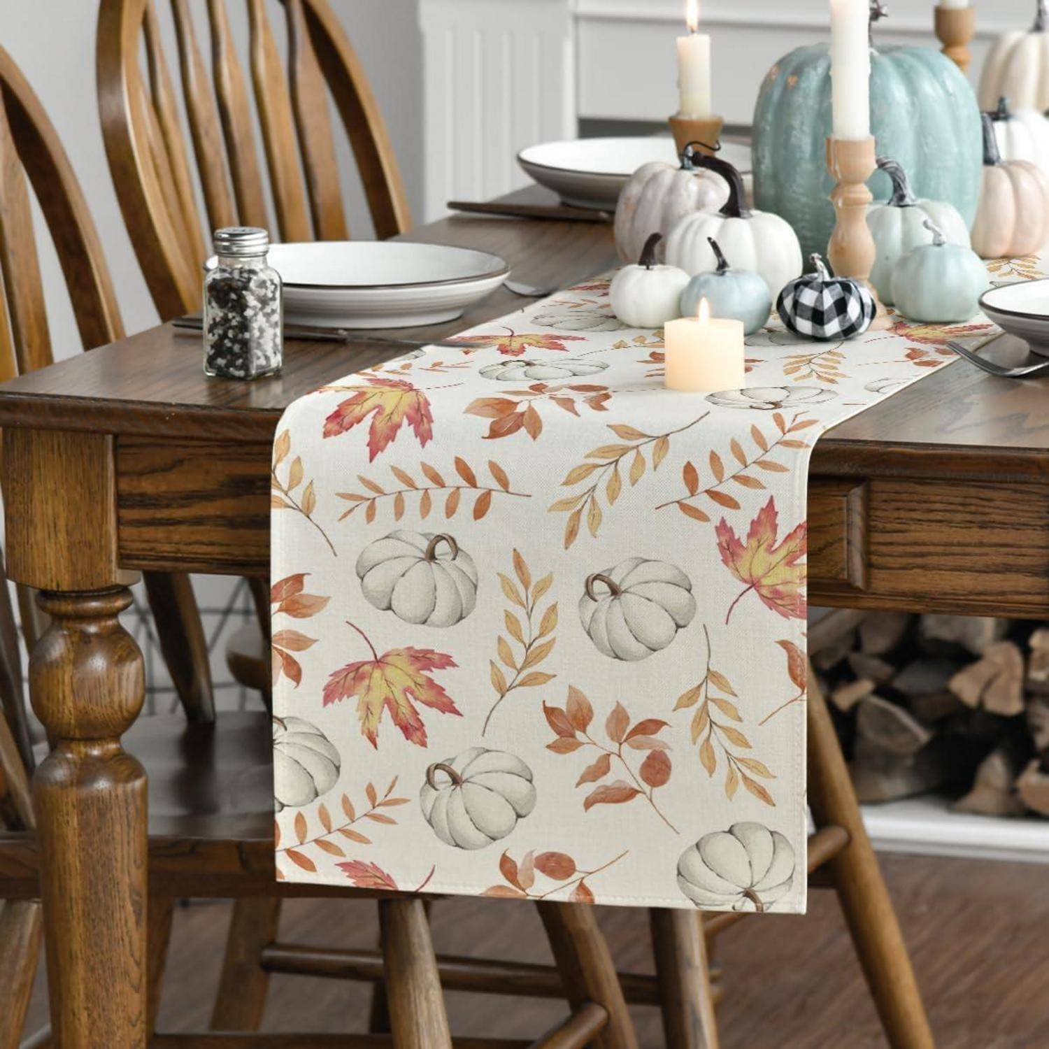 Orange Kürbisse Blätter Herbst Tischläufer 40x240 cm Bunte Küche