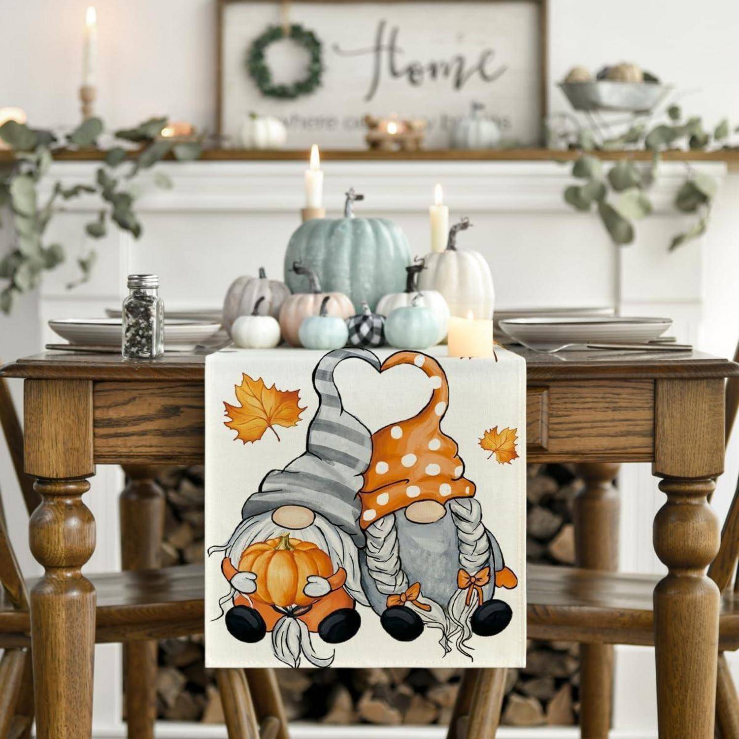 Herbst Tischläufer Kürbisse Ahornblätter Küche Dekoration 40x100 cm