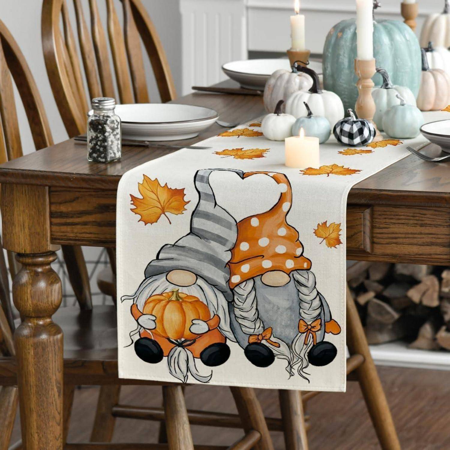 Herbst Tischläufer Kürbisse Ahornblätter Küche Dekoration 40x100 cm