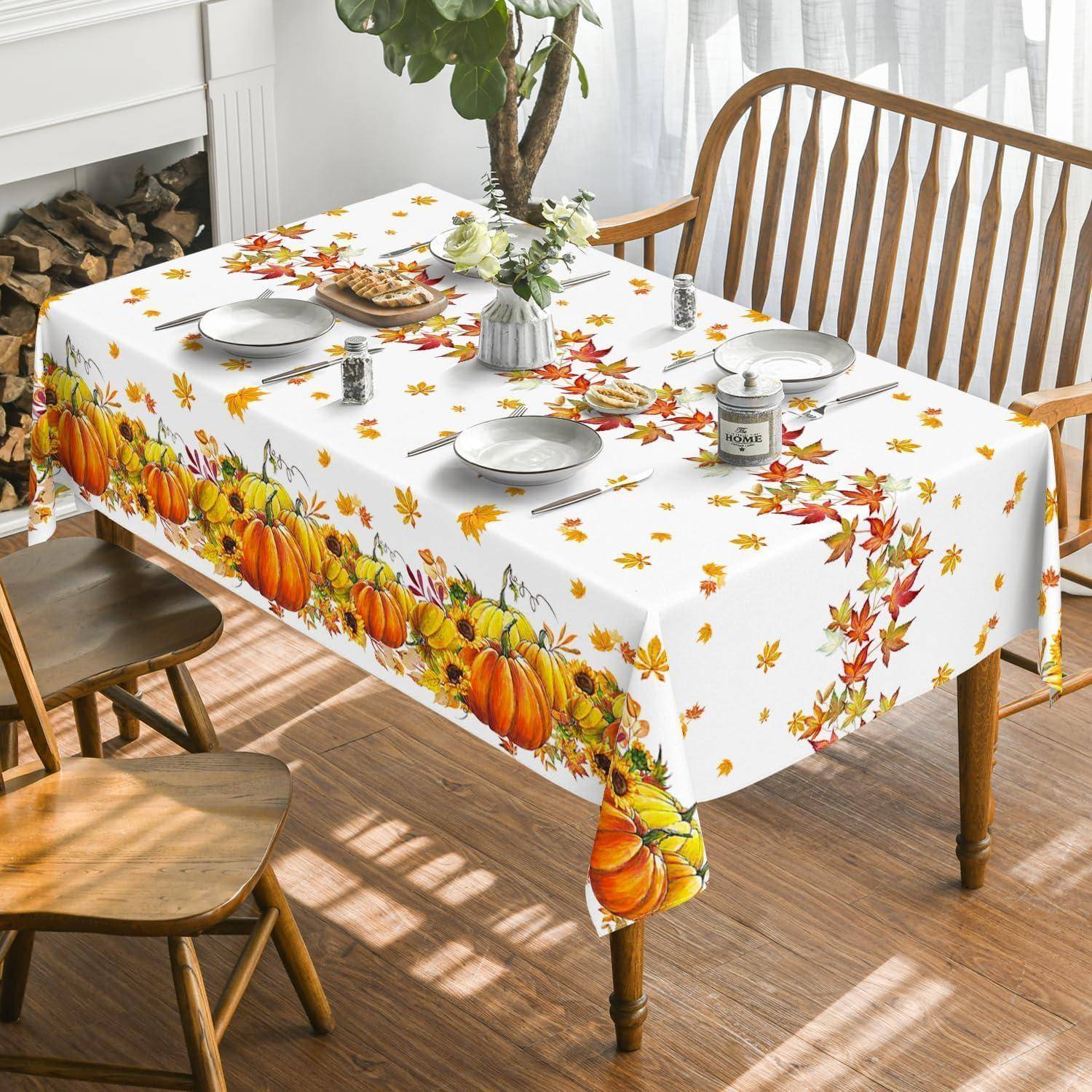 Herbst Tischdecke 140x180 cm Sonnenblumen Kürbisse Ahornblätter