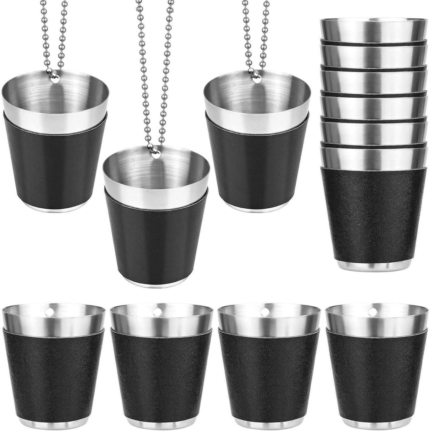 12 Stück 30ml Edelstahl Schwarz Schnapsgläser Wiederverwendbar für