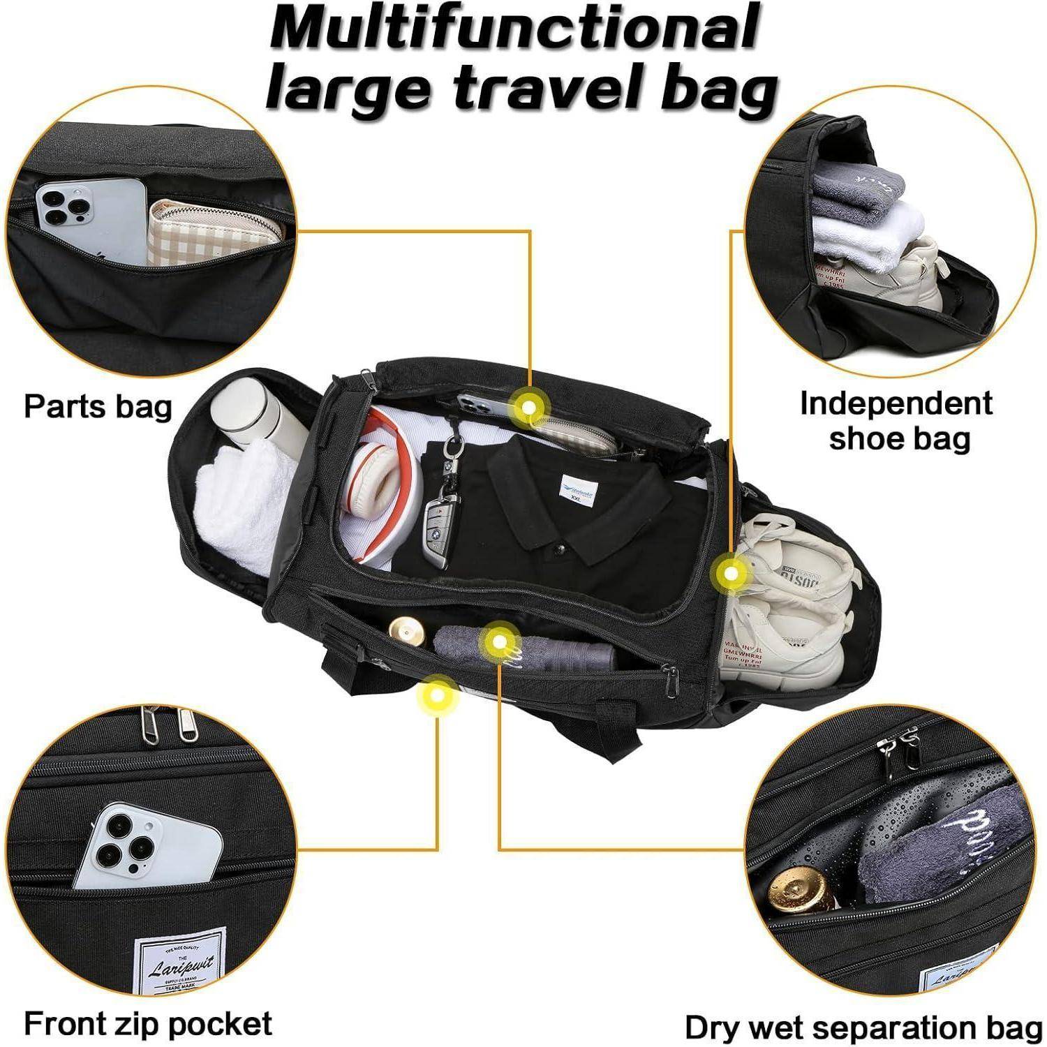 Reisetasche Herren 40L Sporttasche Schuhfach Nassfach Weekender