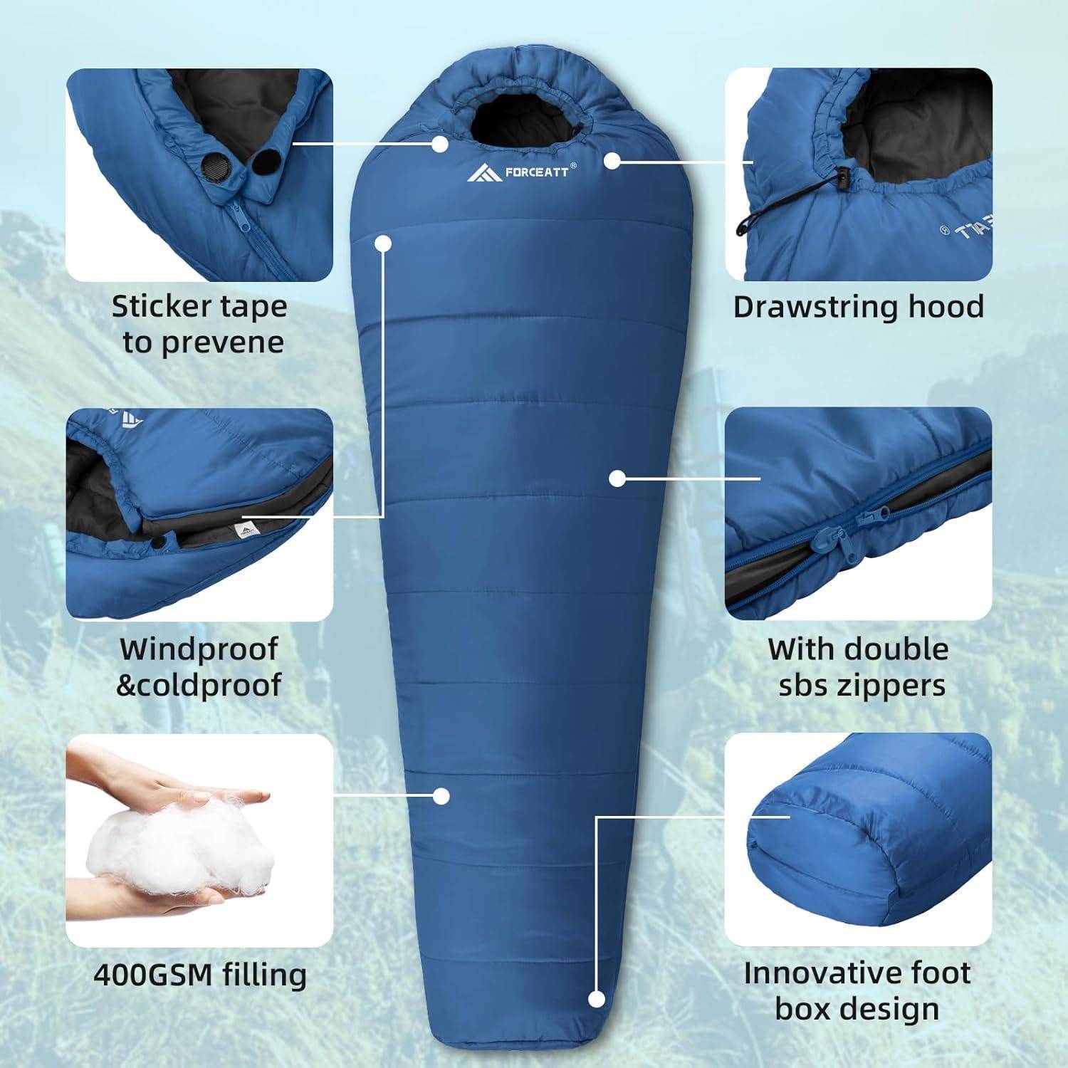 Schlafsack -10°C~15°C 4 Jahreszeiten Mumienschlafsack Wasserdicht