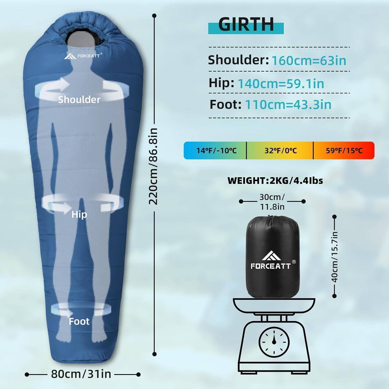 Schlafsack -10°C~15°C 4 Jahreszeiten Mumienschlafsack Wasserdicht
