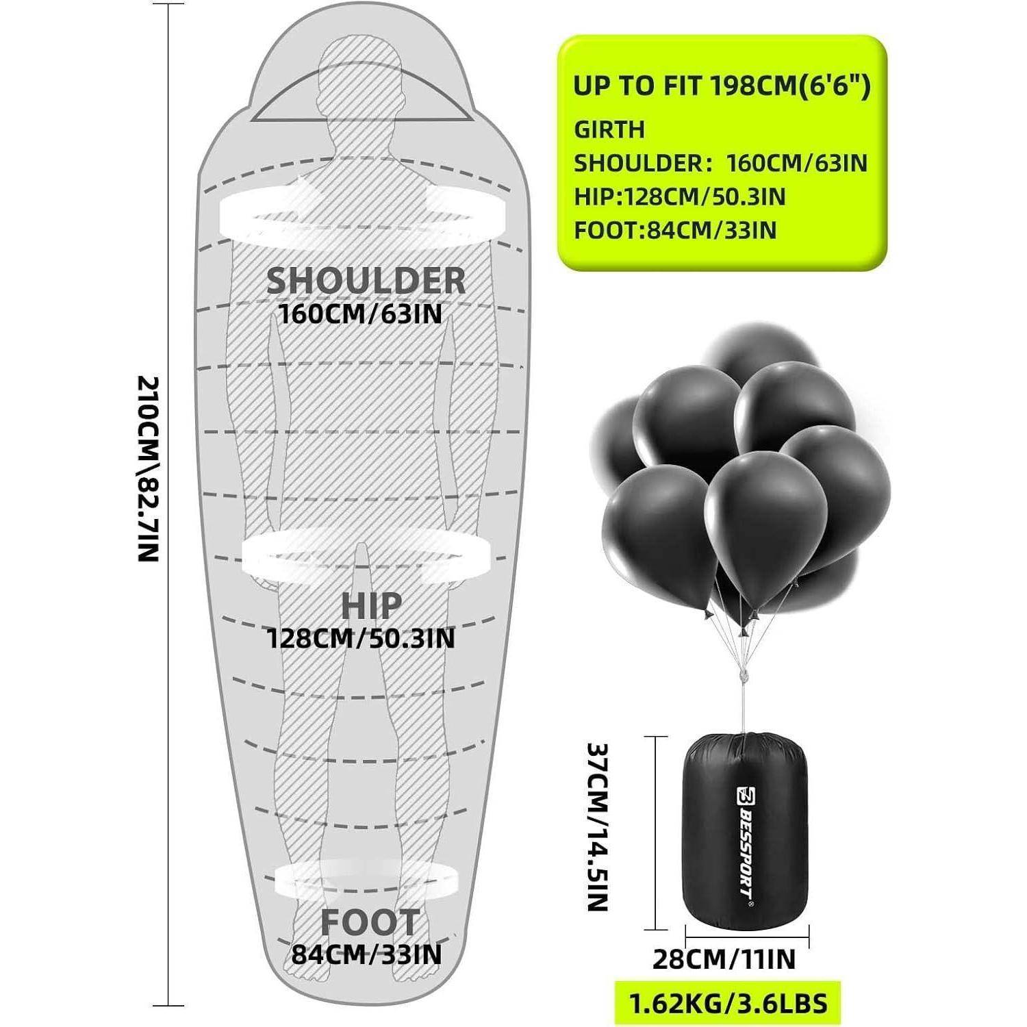 Schlafsack Mumienschlafsack 4 Jahreszeiten -10 bis 15 ℃ Outdoor