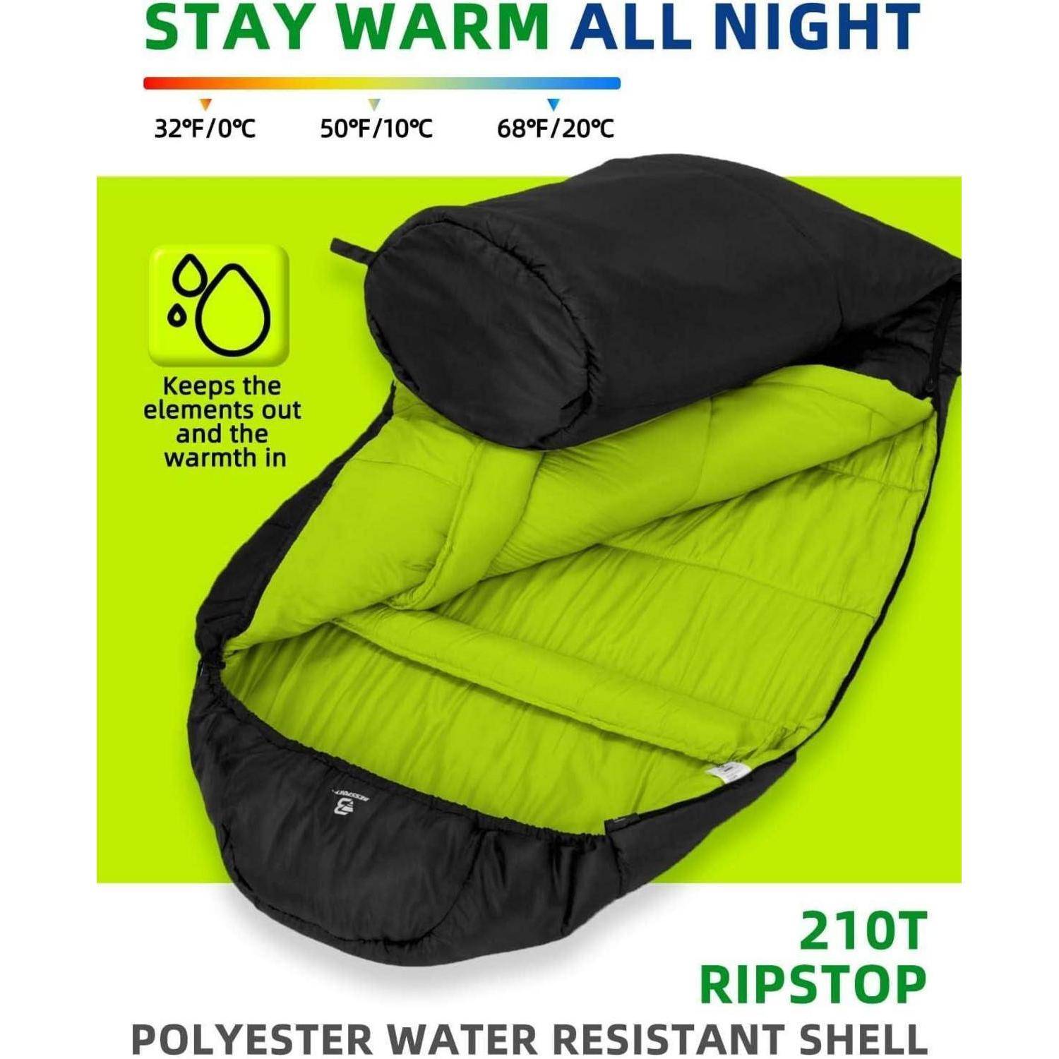 Schlafsack Mumienschlafsack 4 Jahreszeiten -10 bis 15 ℃ Outdoor