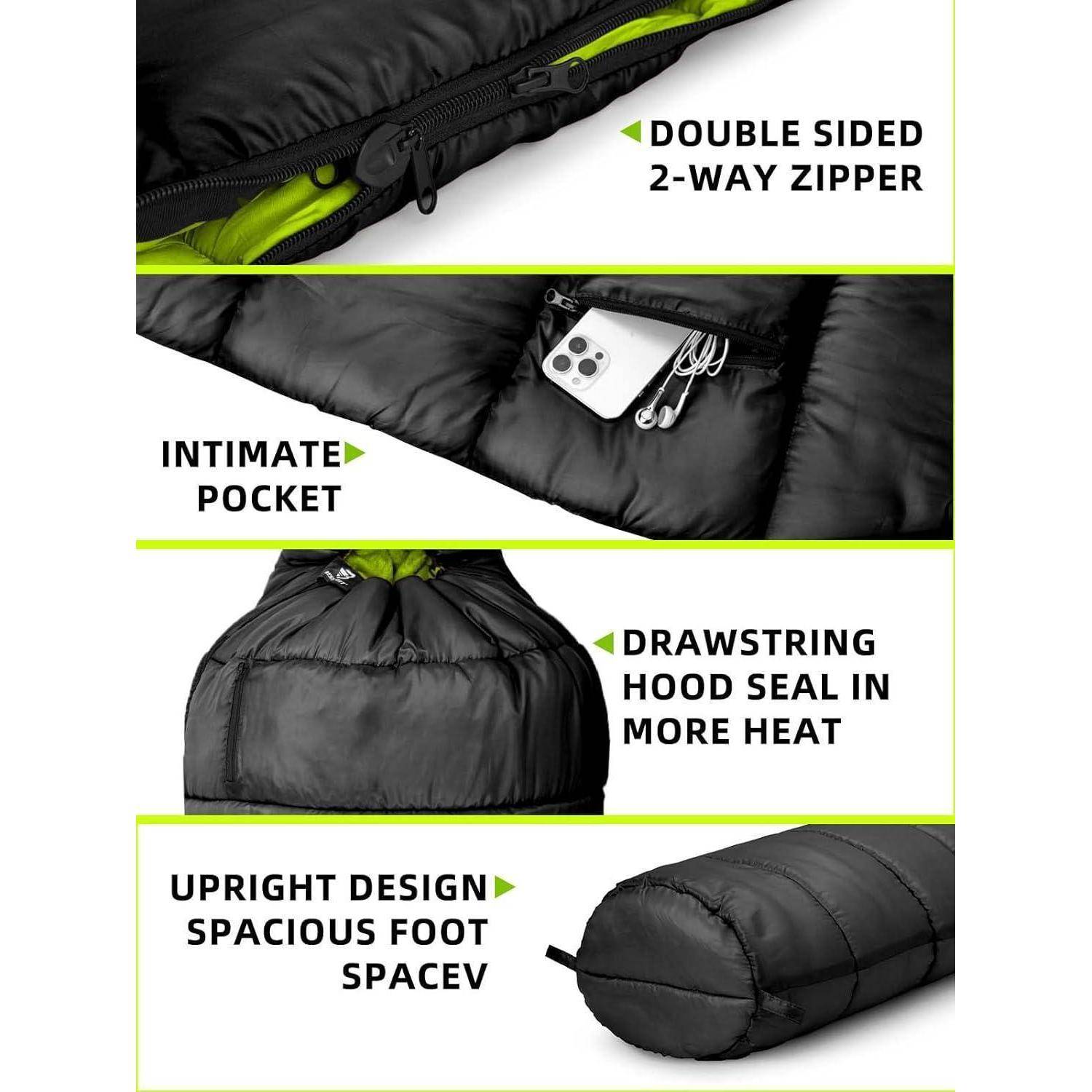 Schlafsack Mumienschlafsack 4 Jahreszeiten -10 bis 15 ℃ Outdoor