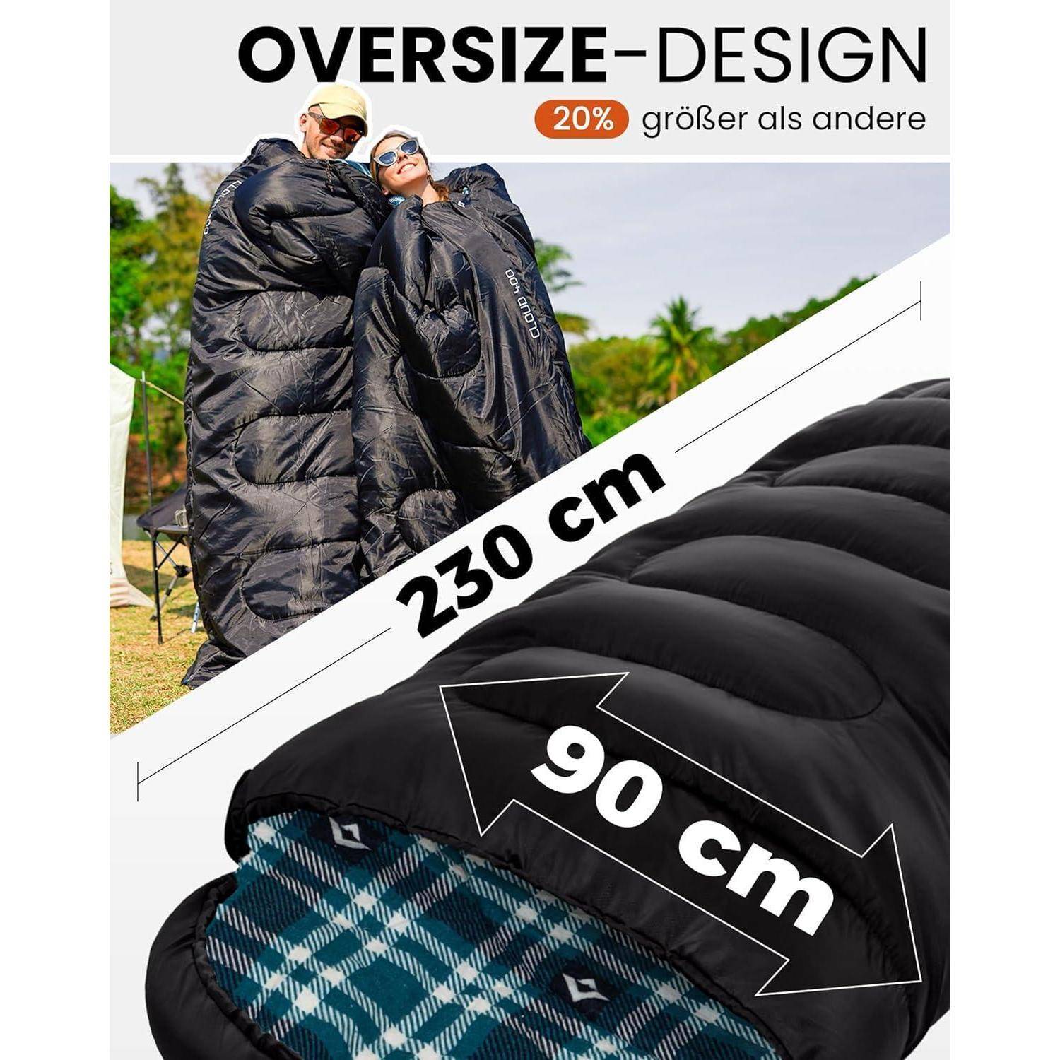 Schlafsack Outdoor Deckenschlafsack 400g Füllung 4 Jahreszeiten