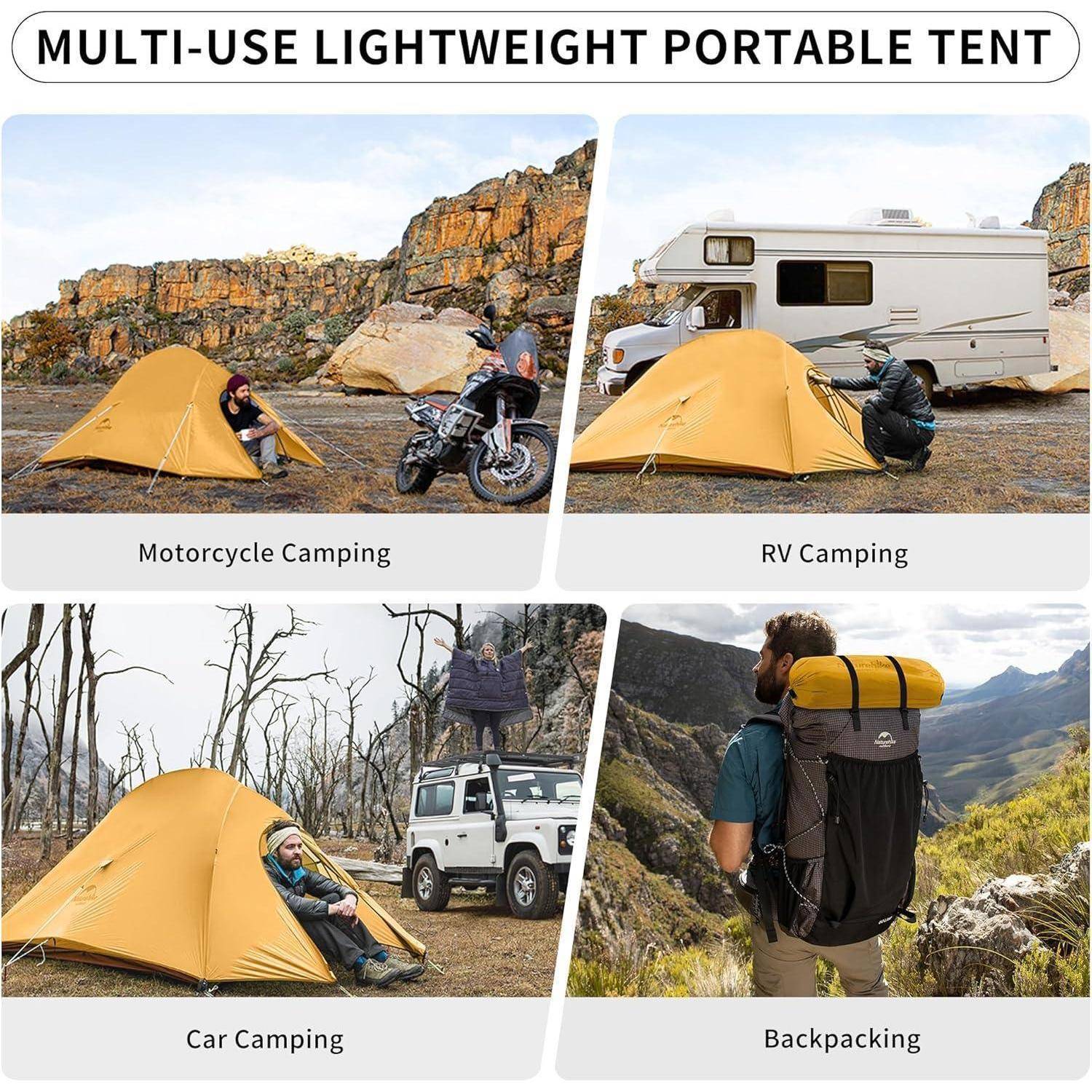 Ultraleichtes Campingzelt 2 Personen 3-4 Saison Orange