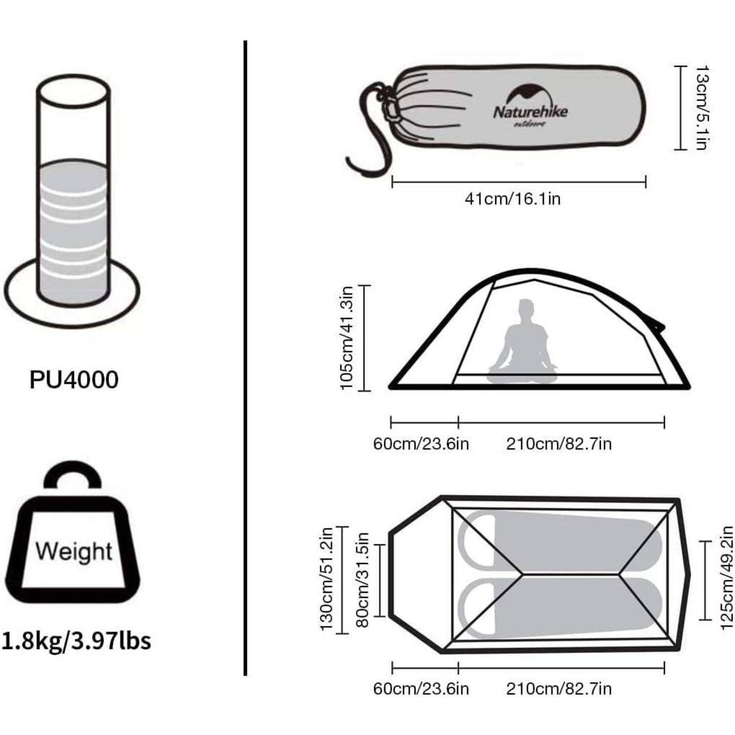 Ultraleichtes Campingzelt 2 Personen Wasserdicht 3-4 Saison Rucksack