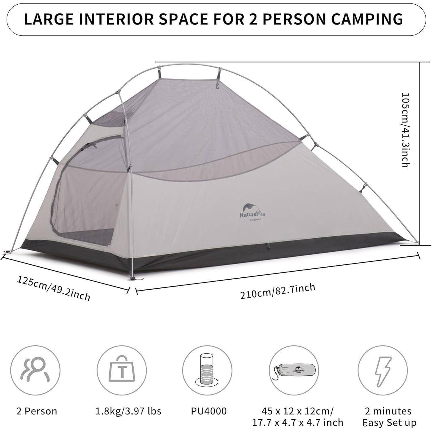 Ultraleichtes Campingzelt für 2 Personen, 3-4 Saison, wasserdicht