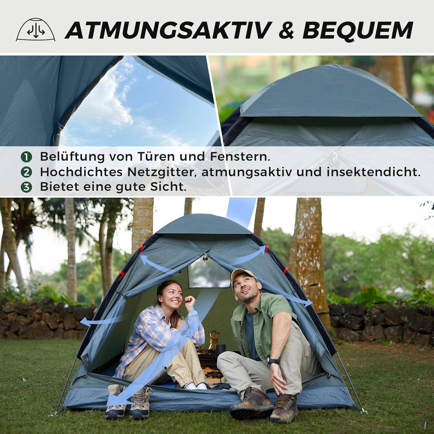 Ultraleichtes Camping Zelt für 2 Personen Wasserdicht Atmungsaktiv und