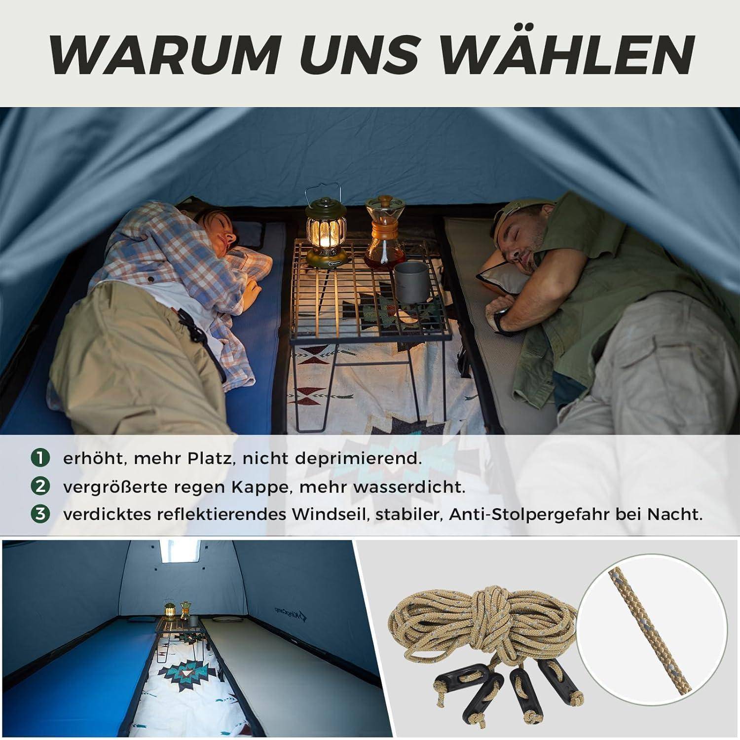 Ultraleichtes Camping Zelt für 2 Personen Wasserdicht Atmungsaktiv und