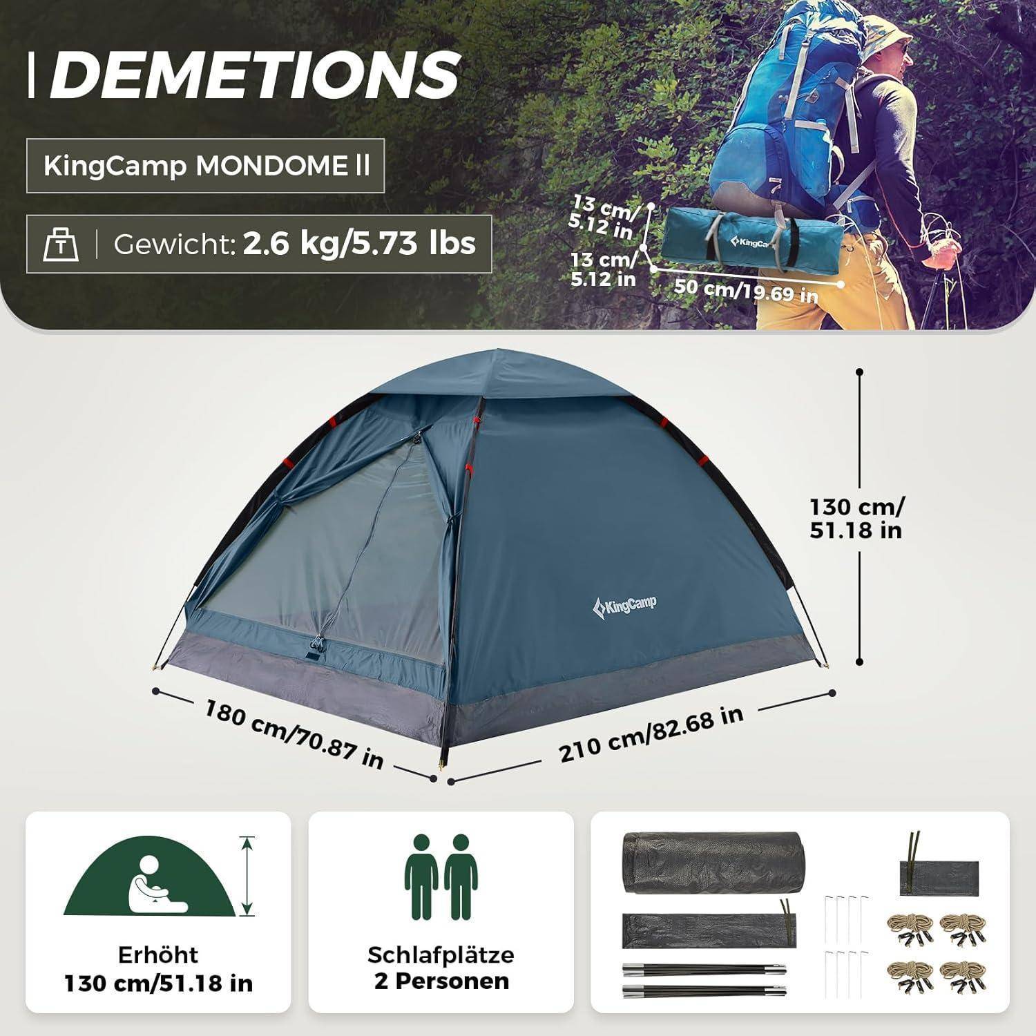 Ultraleichtes Camping Zelt für 2 Personen Wasserdicht Atmungsaktiv und