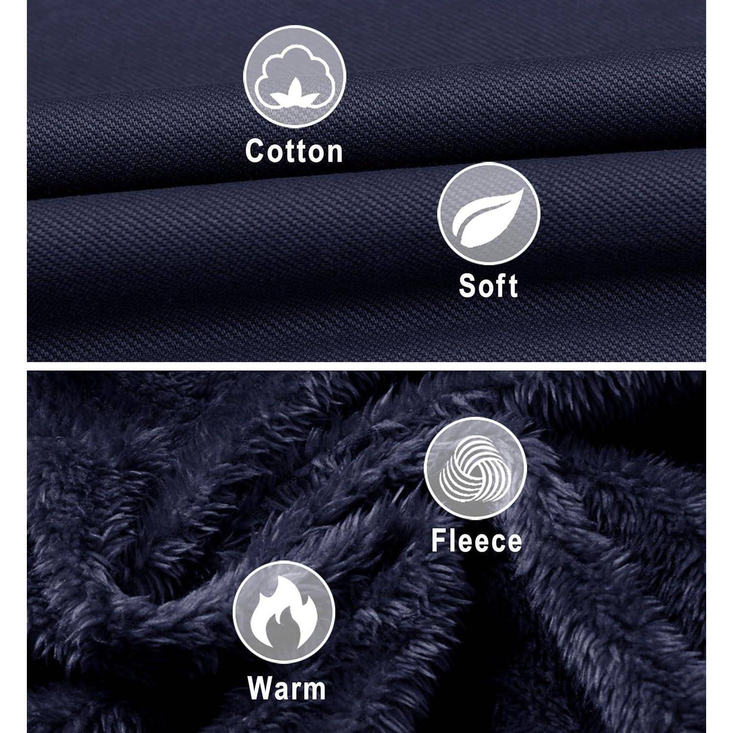 Winterjacke Herren Fleece Winterparka Winddicht Kapuze L Dunkelblau