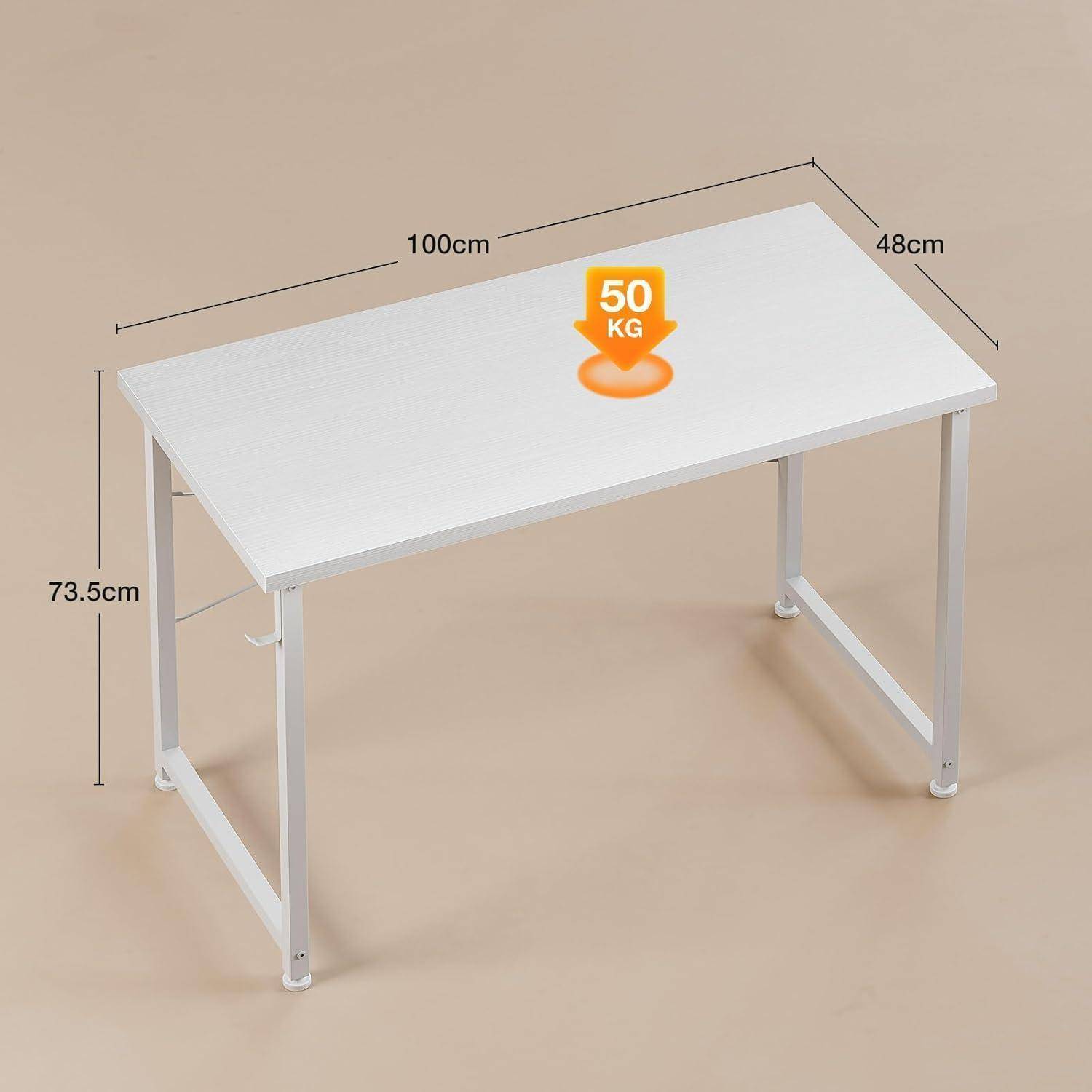 Kleiner Schreibtisch Weiß 100x48x74cm - Computertisch Bürotisch mit