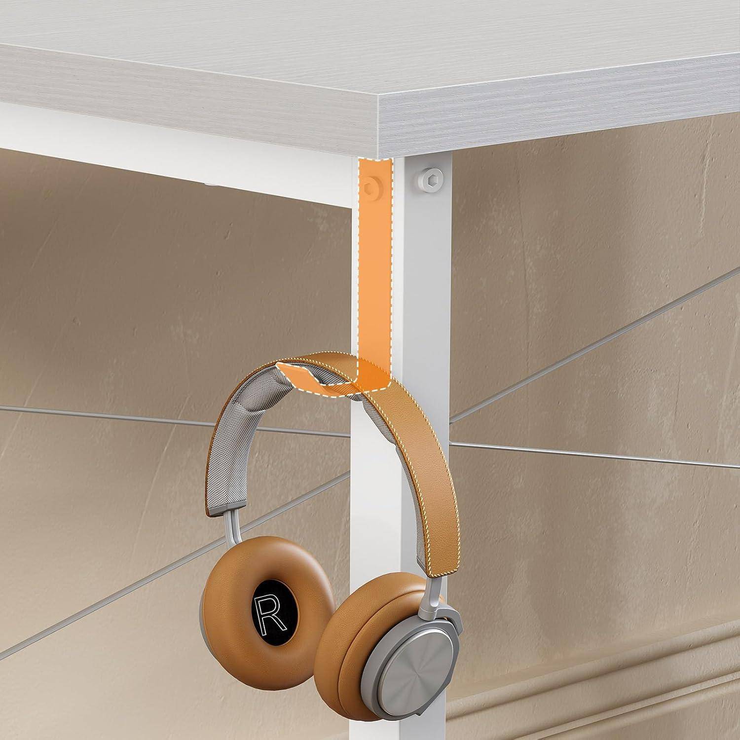 Schreibtisch kleiner Computertisch Kopfhörerhalter Holz Weiß 80×40cm