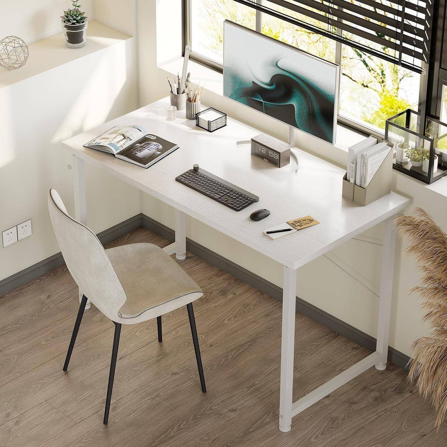 Kleiner Schreibtisch Weiß 100x48x74cm - Computertisch Bürotisch mit