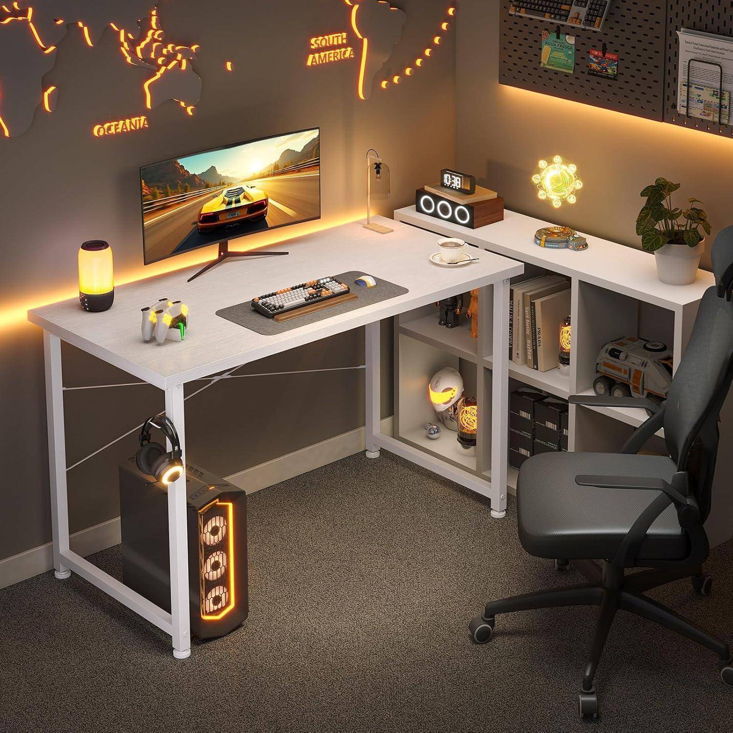 Kleiner Schreibtisch Weiß 100x48x74cm - Computertisch Bürotisch mit
