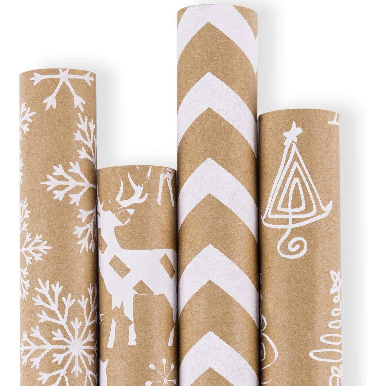 Weihnachtspapierrolle Braunes Kraftpapier 3D White Christmas Print - 4