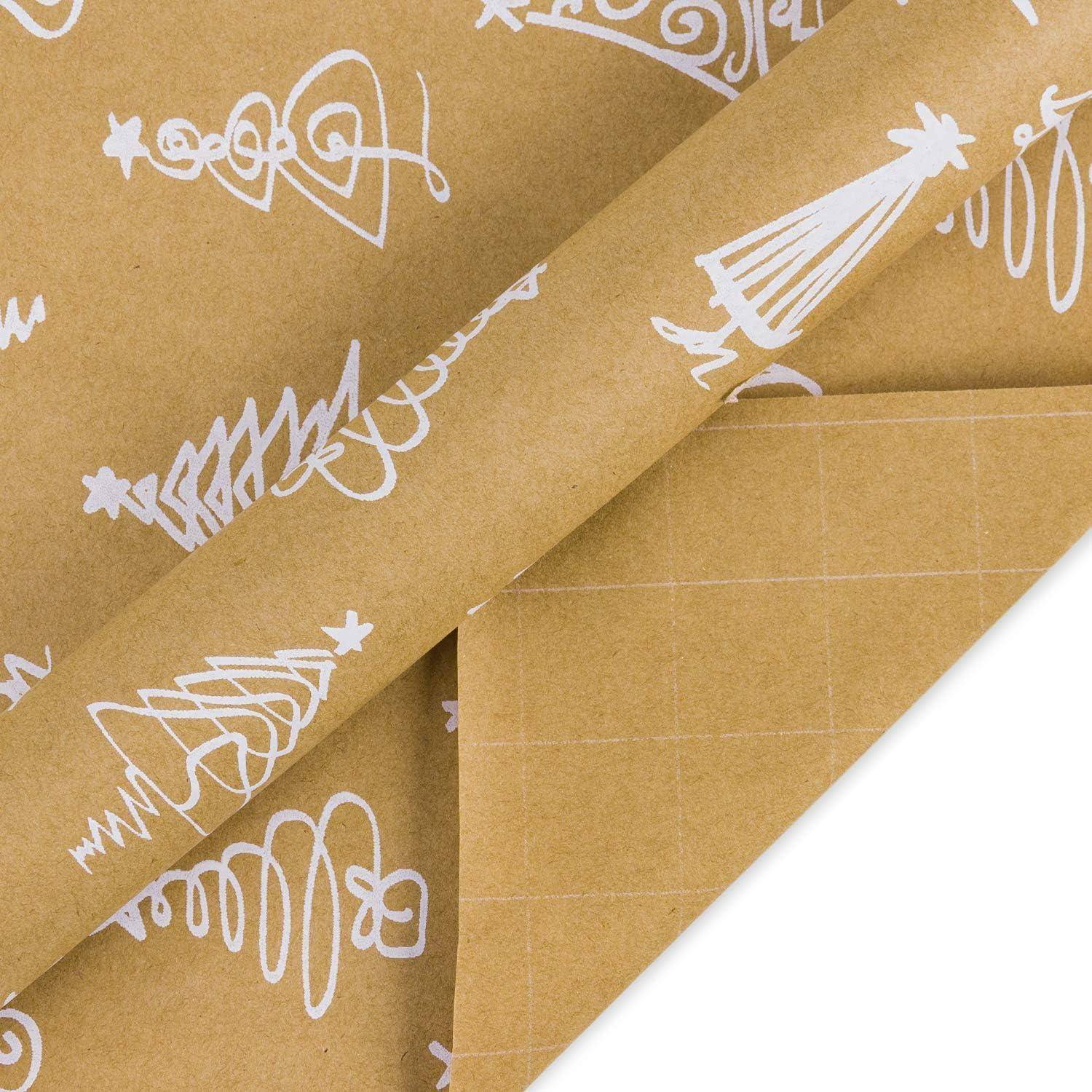 Weihnachtspapierrolle Braunes Kraftpapier 3D White Christmas Print - 4