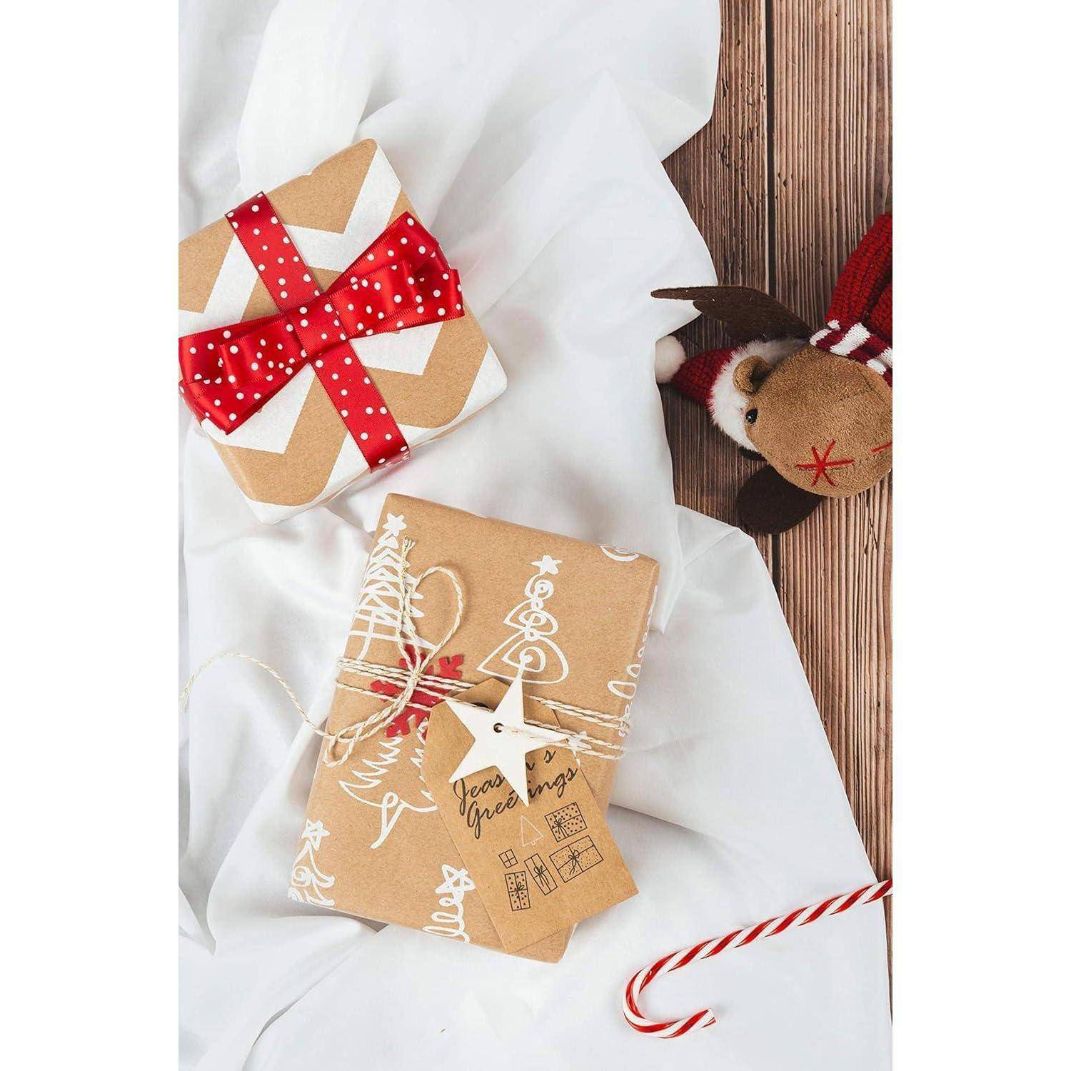 Weihnachtspapierrolle Braunes Kraftpapier 3D White Christmas Print - 4