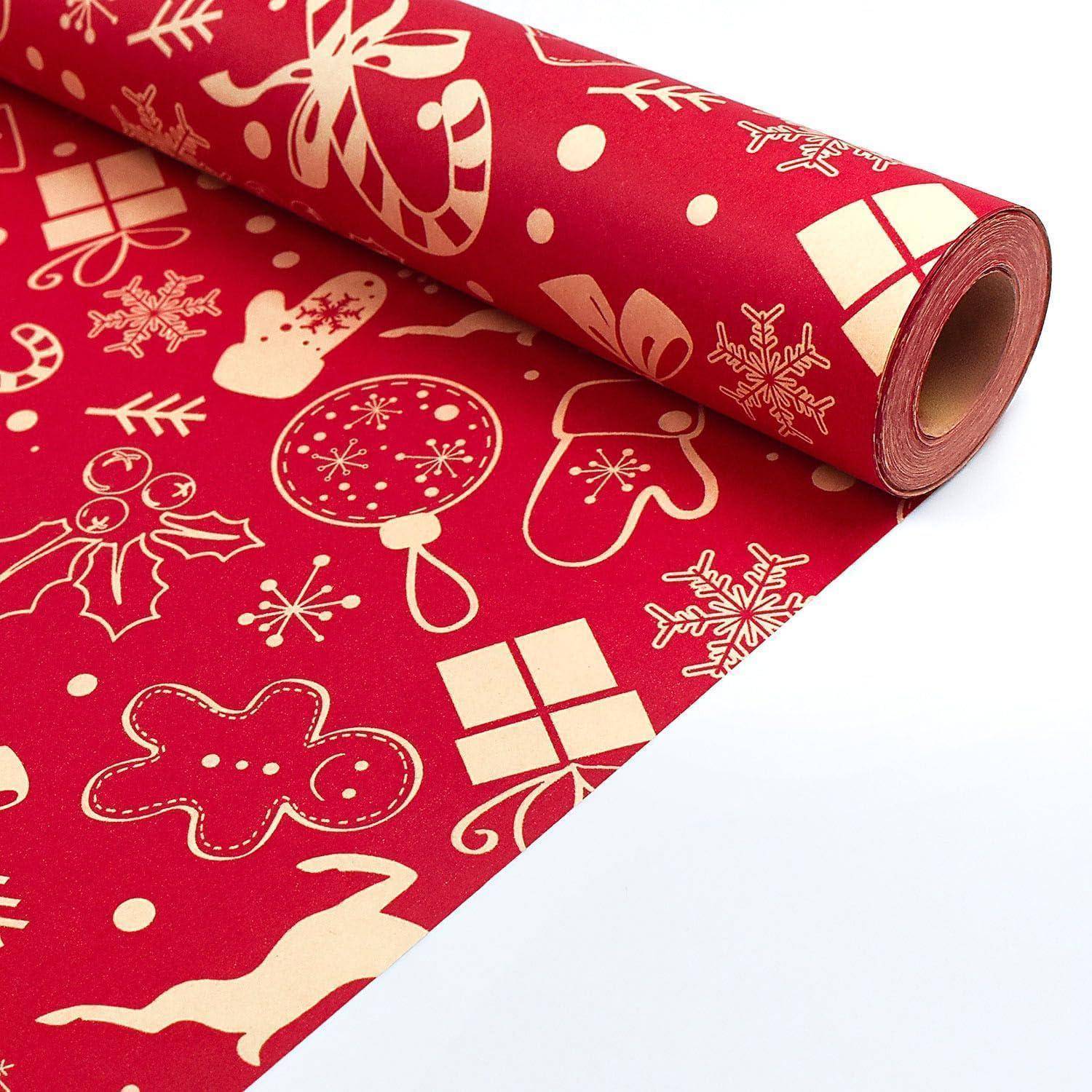 Weihnachtsgeschenkpapierrolle 43x15m rot Kraftpapier umweltfreundlich