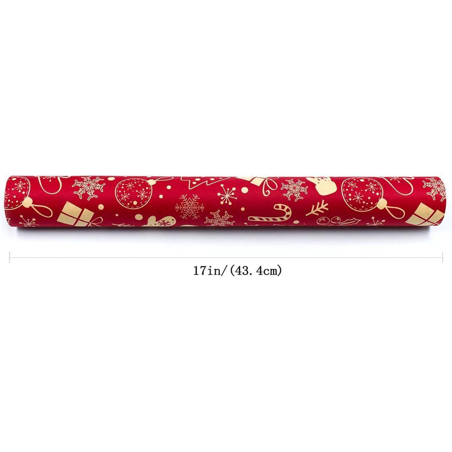 Weihnachtsgeschenkpapierrolle 43x15m rot Kraftpapier umweltfreundlich