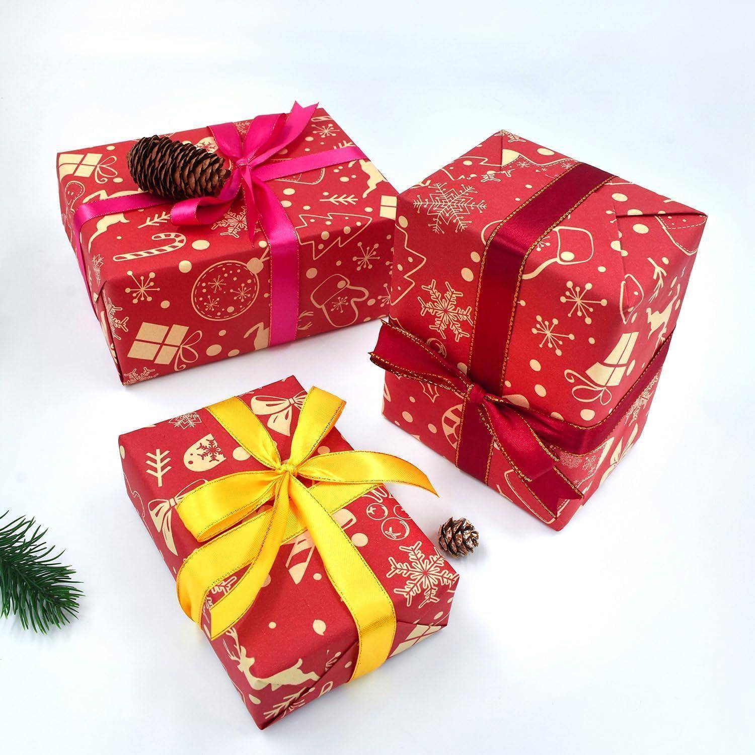 Weihnachtsgeschenkpapierrolle 43x15m rot Kraftpapier umweltfreundlich